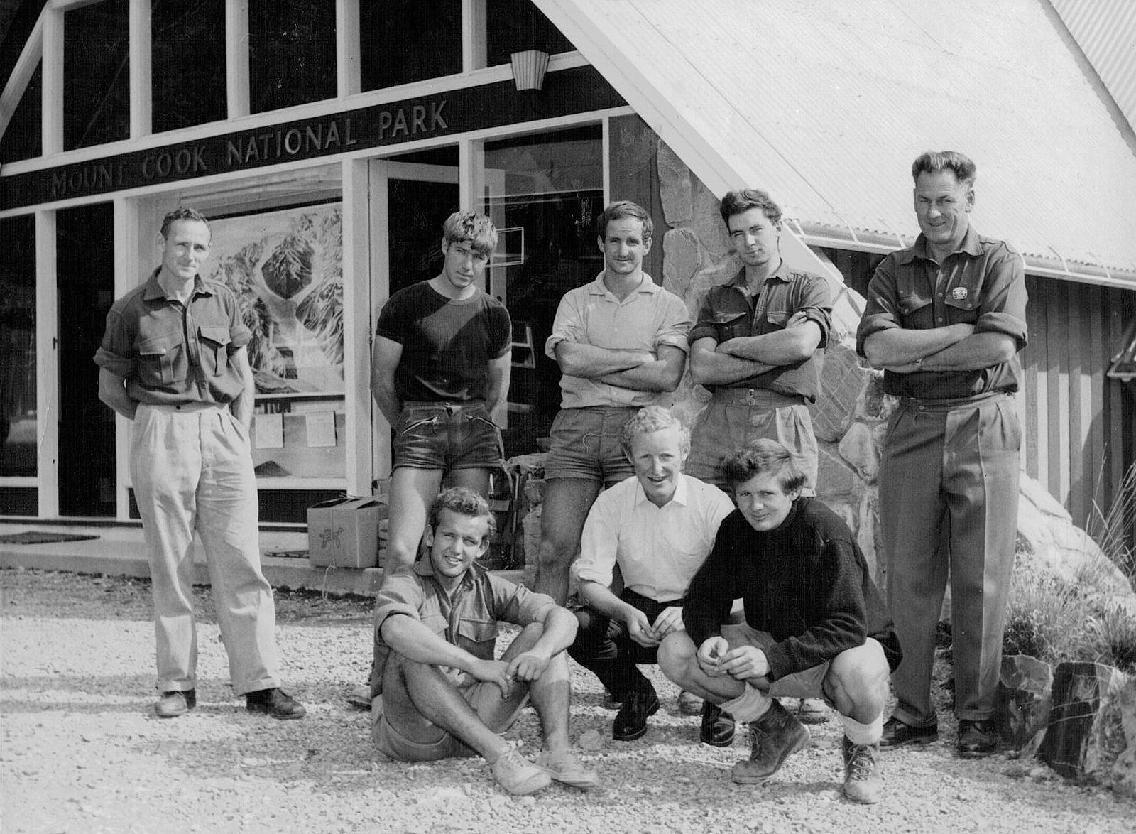 1965 Mount Cook National Park staff photo at visitor centre