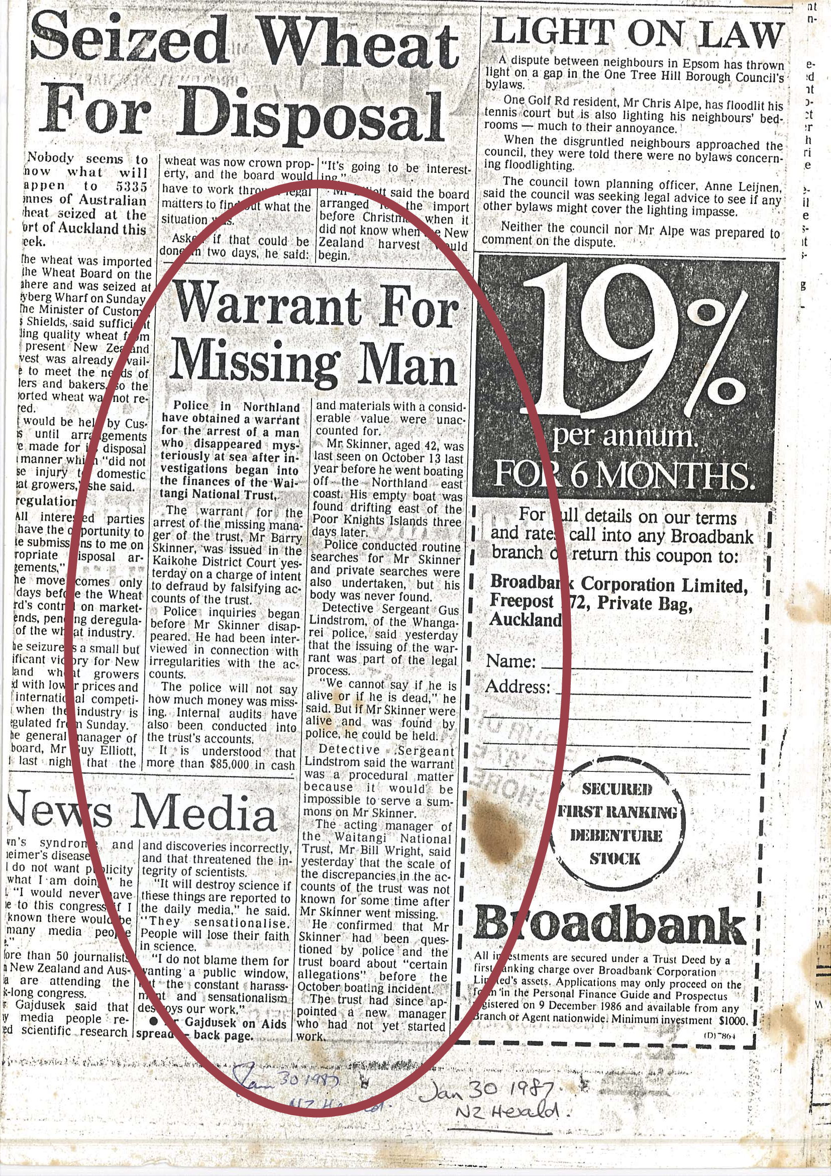 New Zealand Herald-30 January 1987