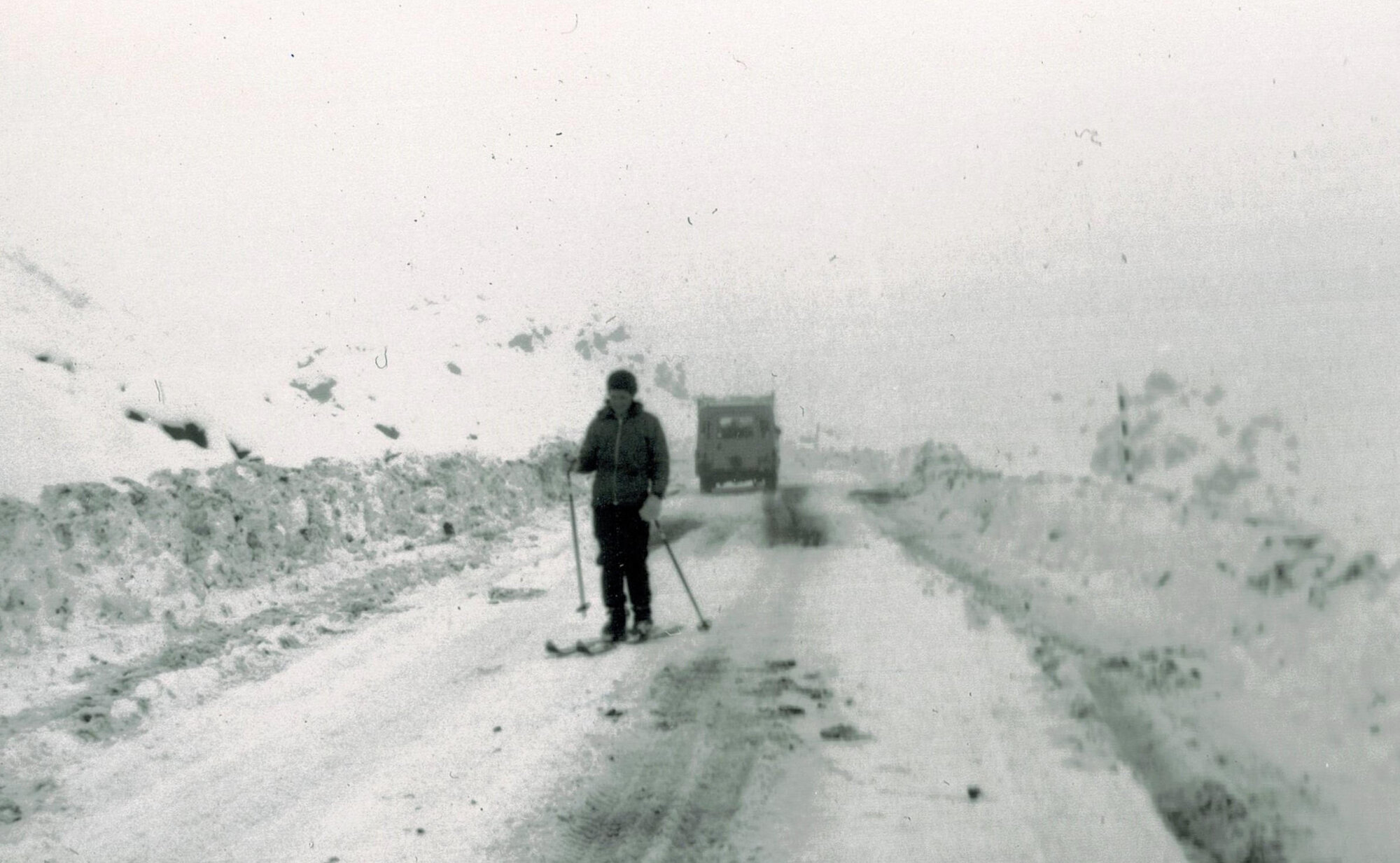Skiing down the Bruce Road