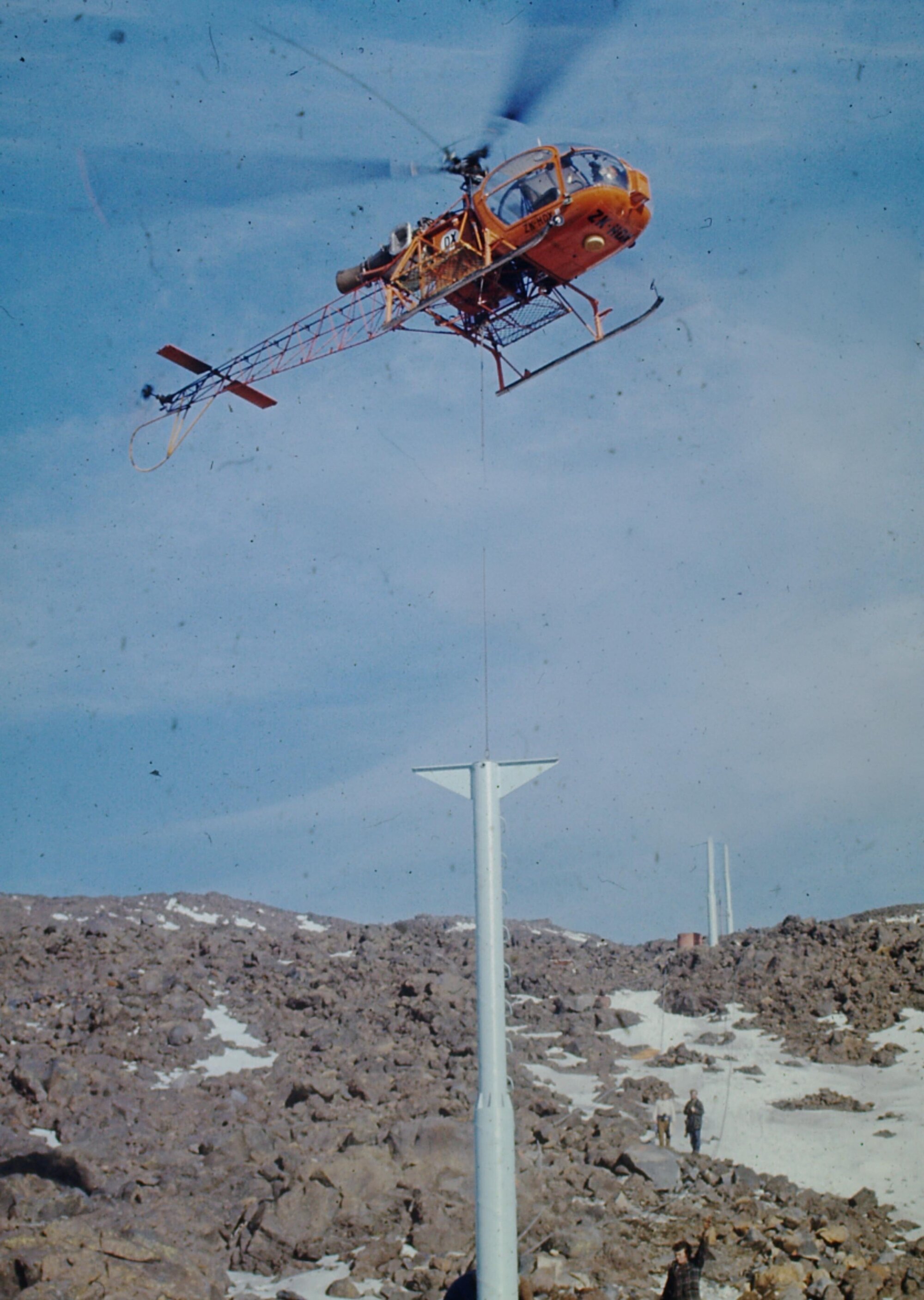 Construction of Ski Services T Bar on National Downhill Whakapapa ski field