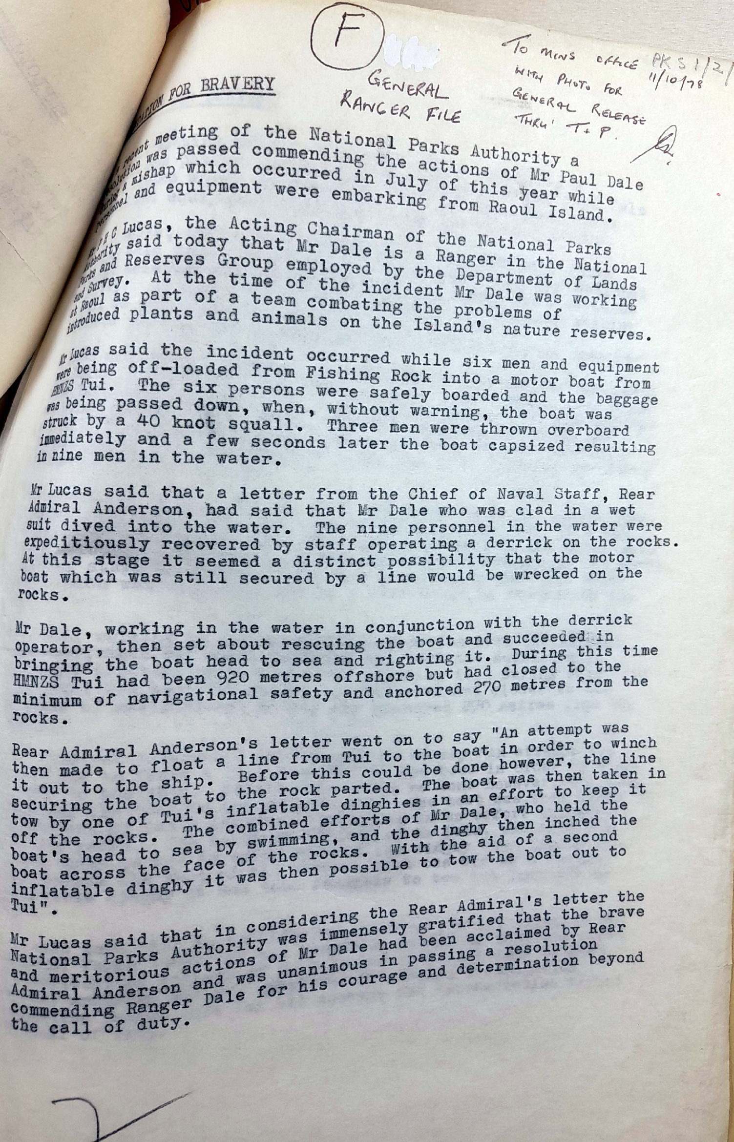 Commendation for bravery: Paul Dale