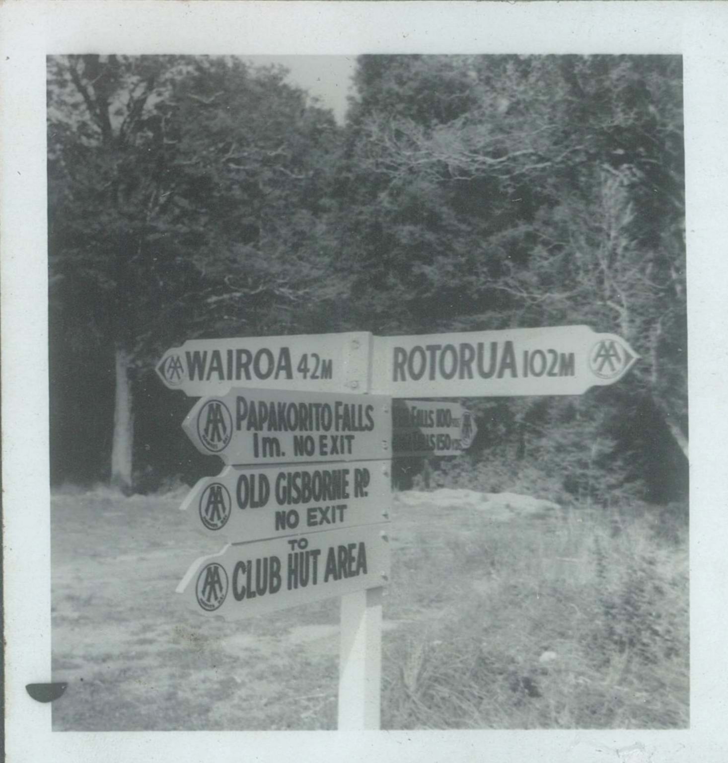 AA signposts at Aniwaniwa: Te Urewera National Park