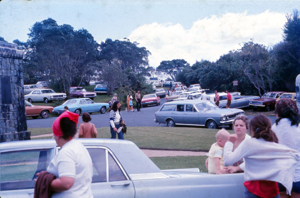 A busy day at the Hobson memorial: Waitangi Treaty Grounds 1975/76