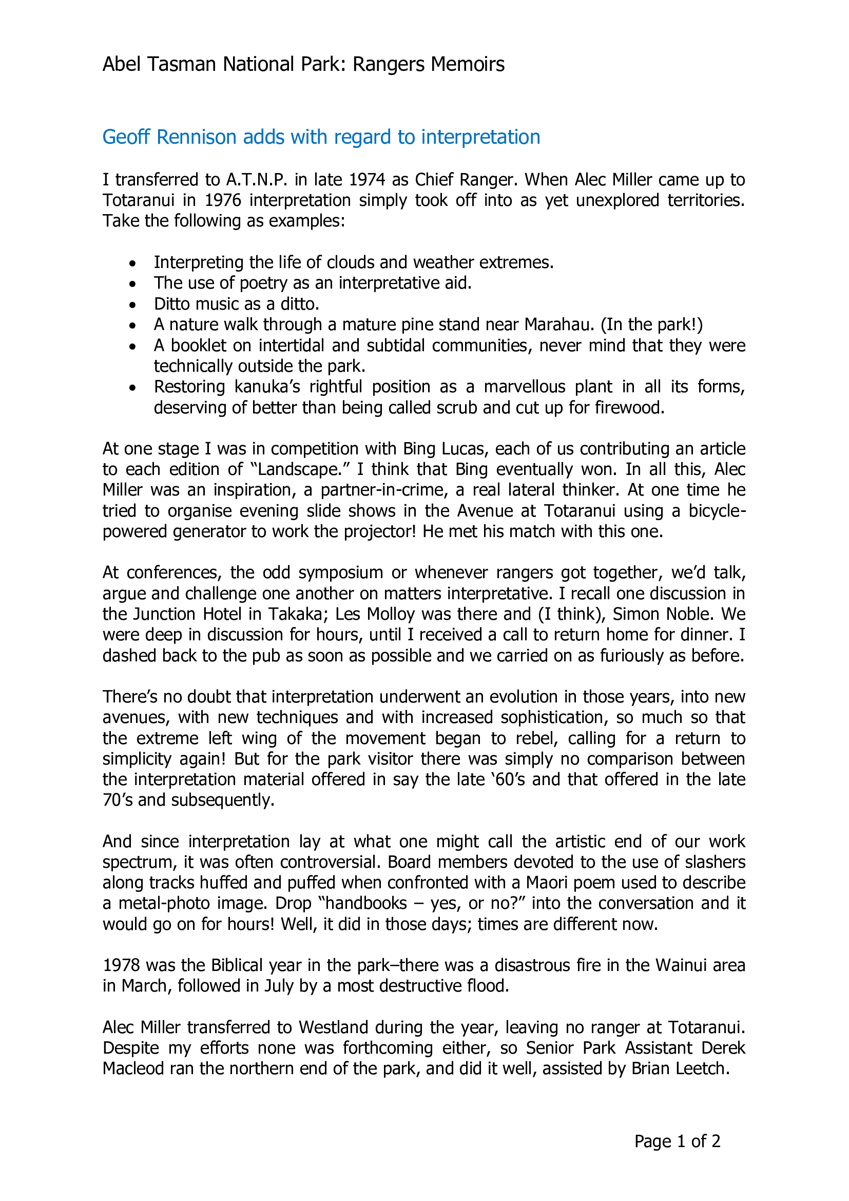 Geoff Rennison adds with regard to interpretation