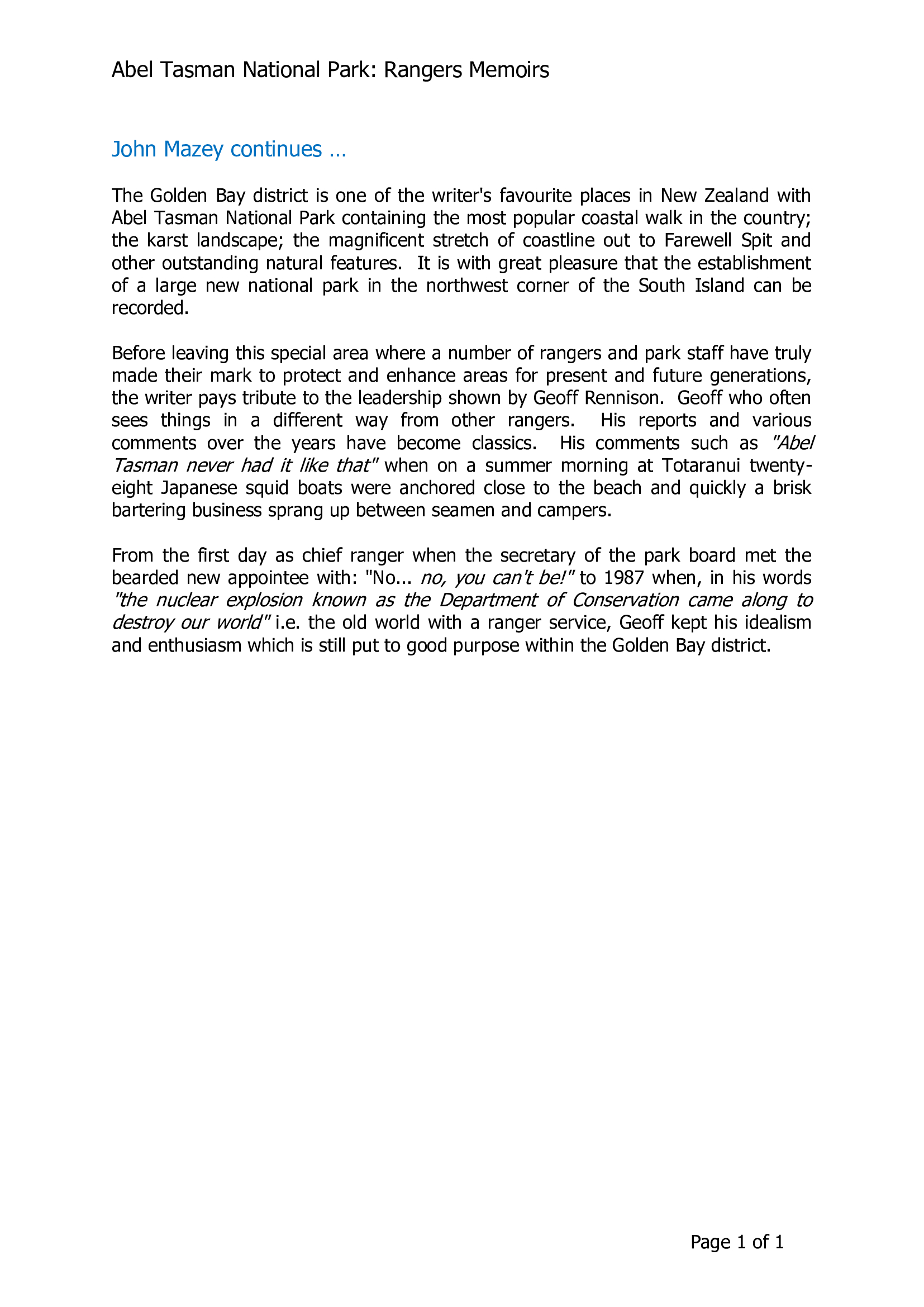 John Mazey continues