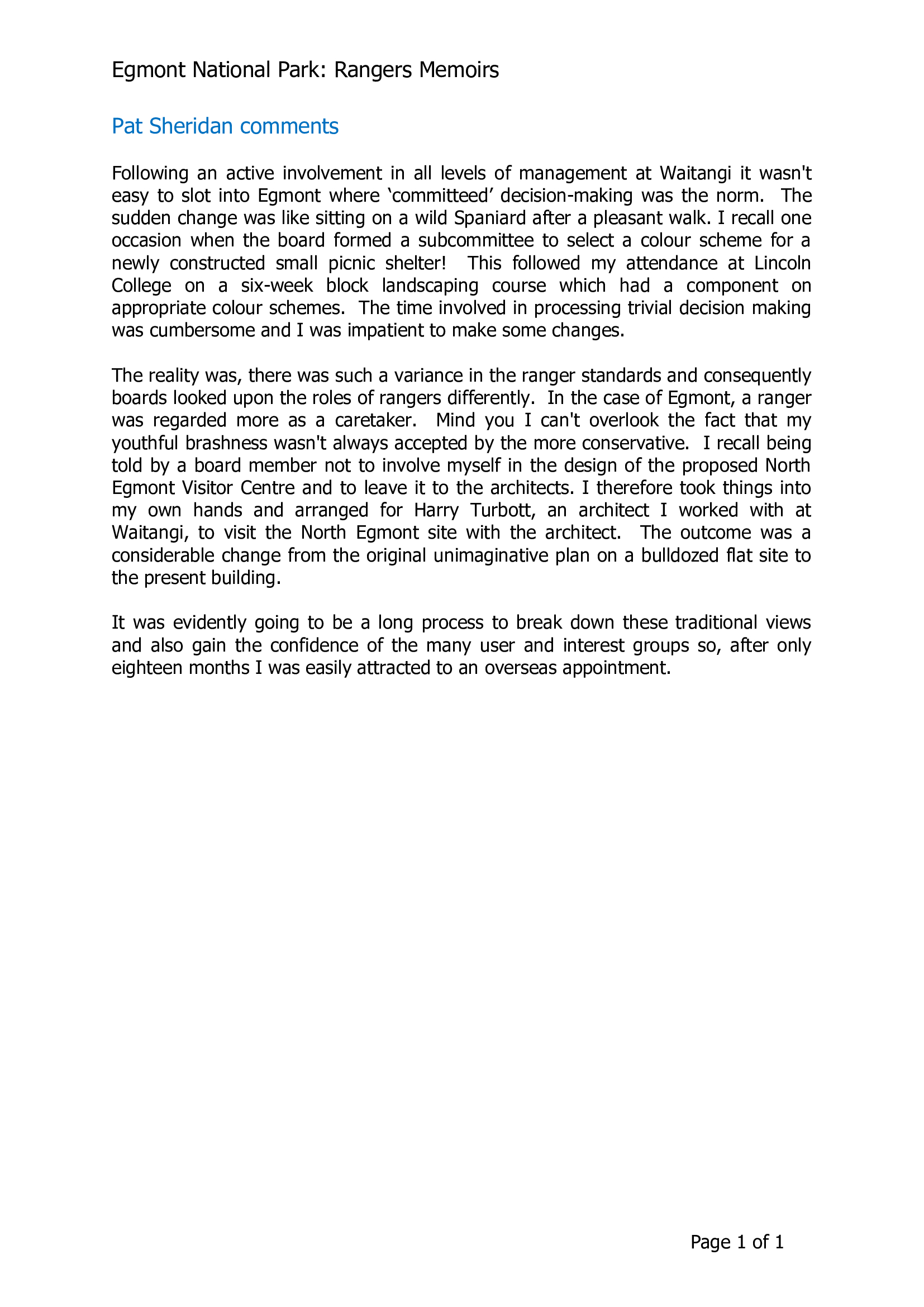 Pat Sheridan comments