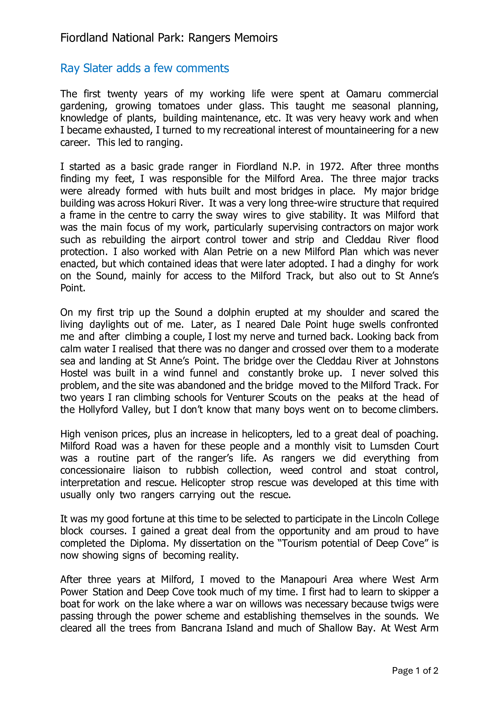 Ray Slater adds a few comments