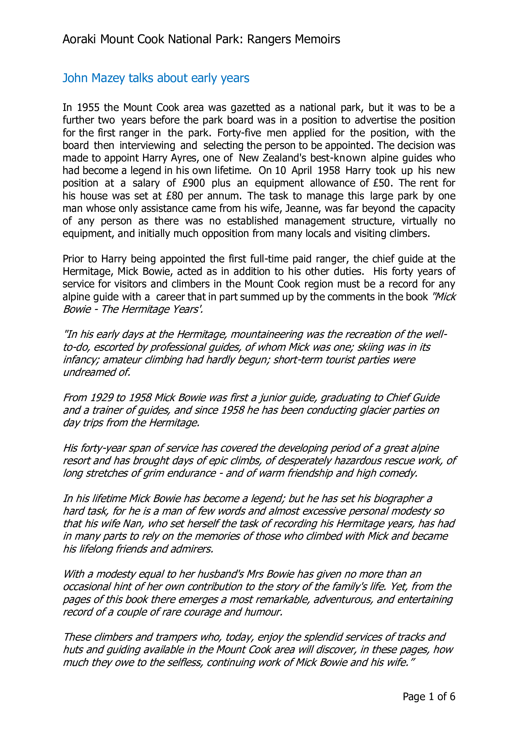 John Mazey talks about early years