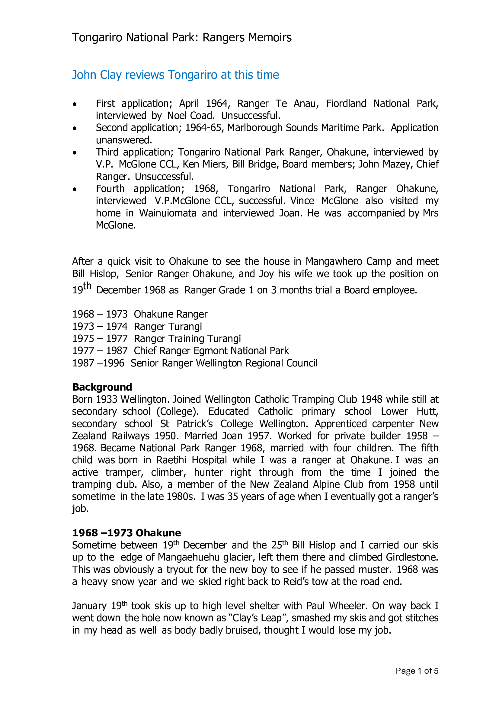 John Clay reviews Tongariro at this time