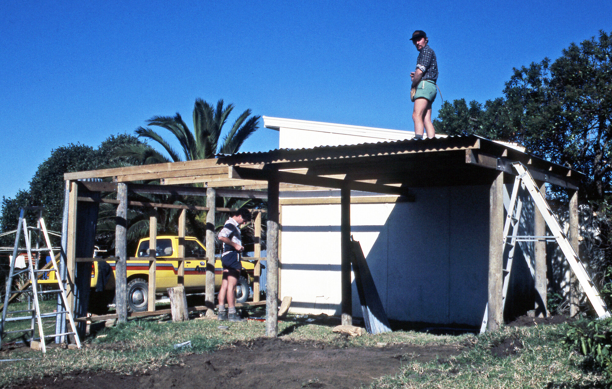 Mimiwhangata carport construction 1986