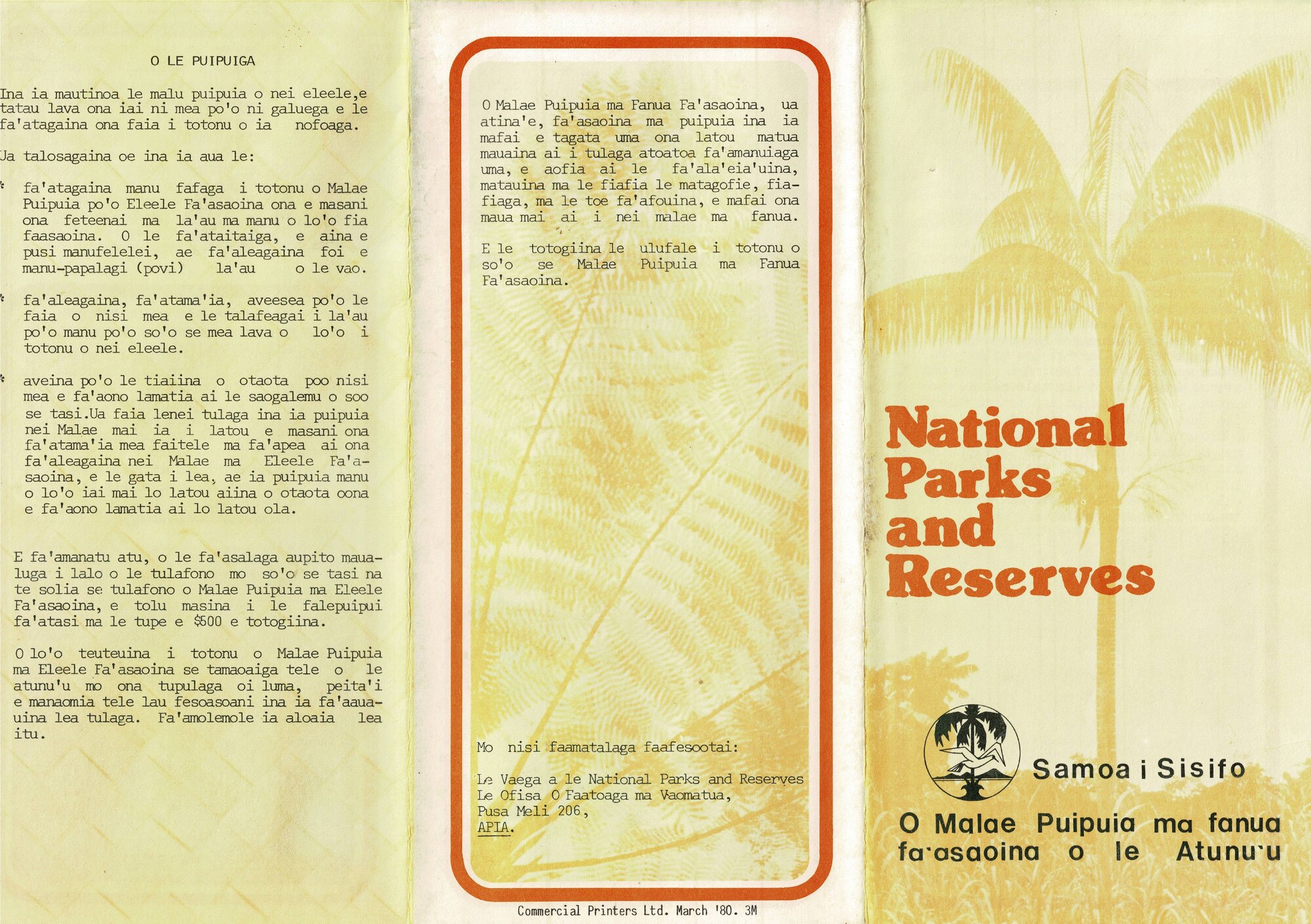 Samoa National Parks and Reserves-Brochure