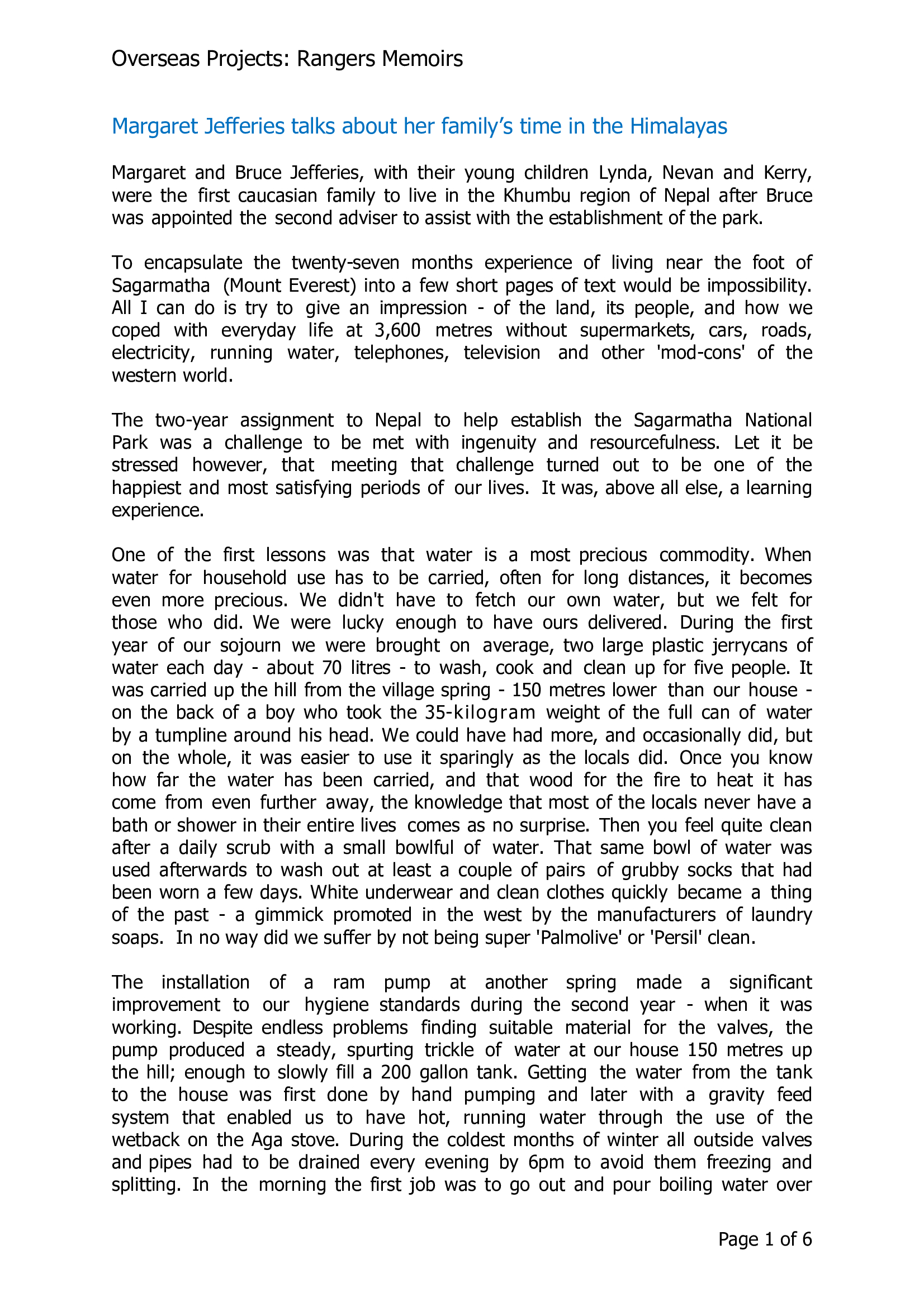 Overseas Projects: Margaret Jefferies talks about her family's time in the Himalayas