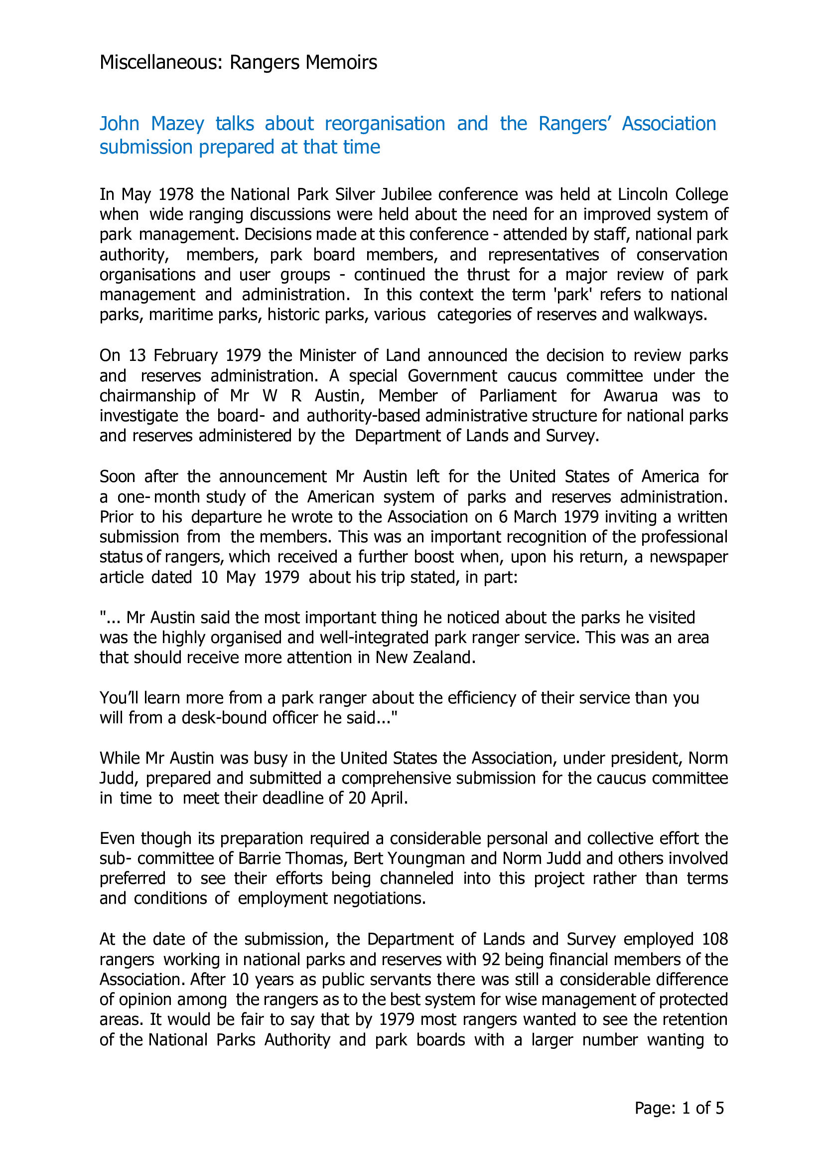 Reorganisation and the Rangers Association submission