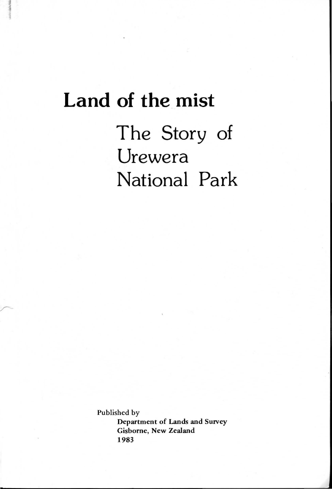 Te Urewera National Park 1983 handbook sample