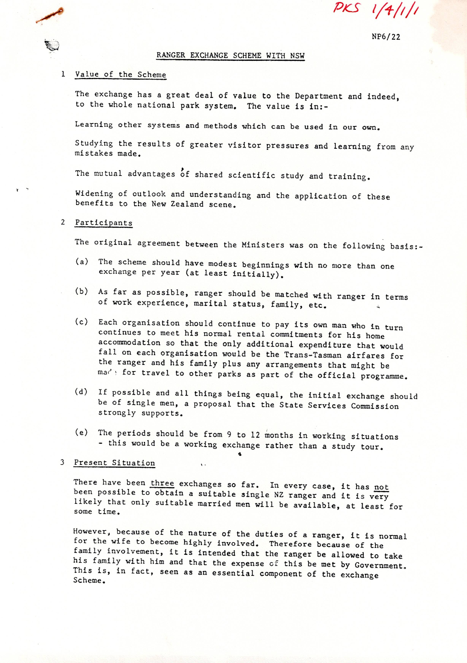 Ranger Exchange Scheme with NSW