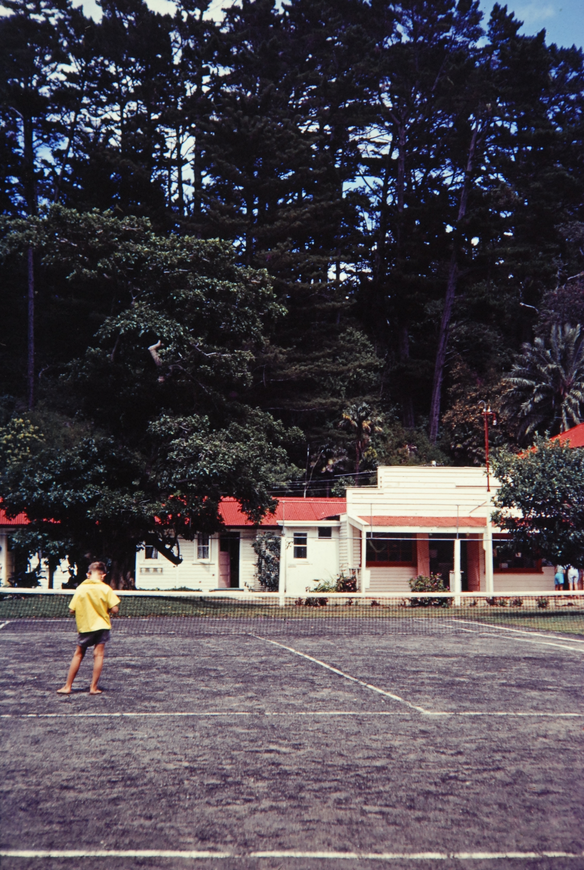 Buildings and tennis courts, Mansion House Bay: Kawau Island, Hauraki Gulf Maritime Park
