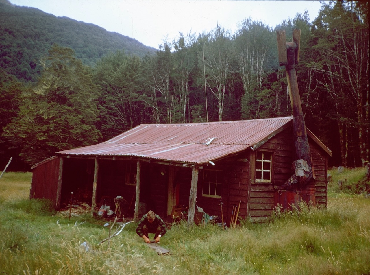 Dredge Hut, Dart Valley, Fiordland national Park,1969
