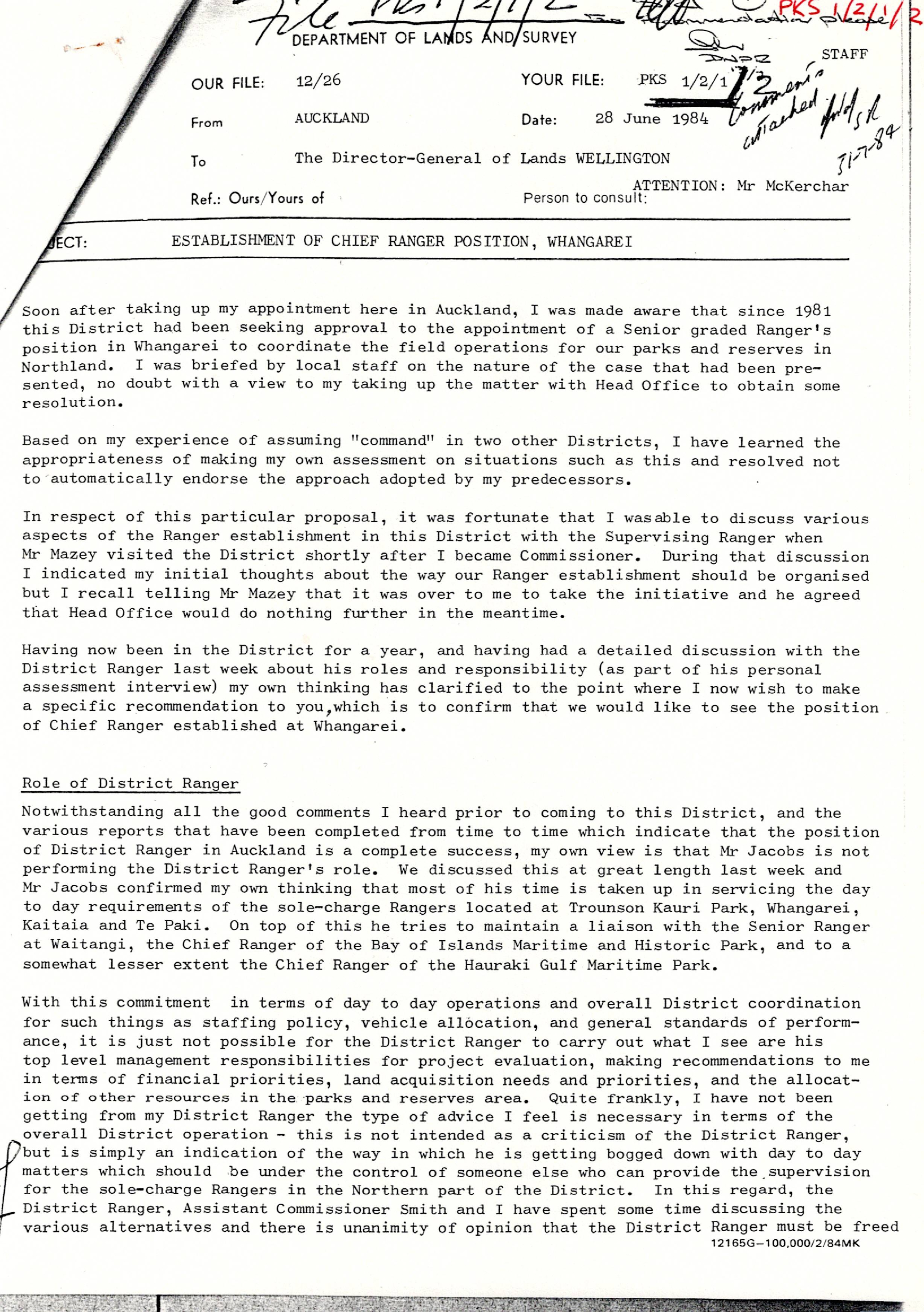 Whangarei Ranger appointment 1984