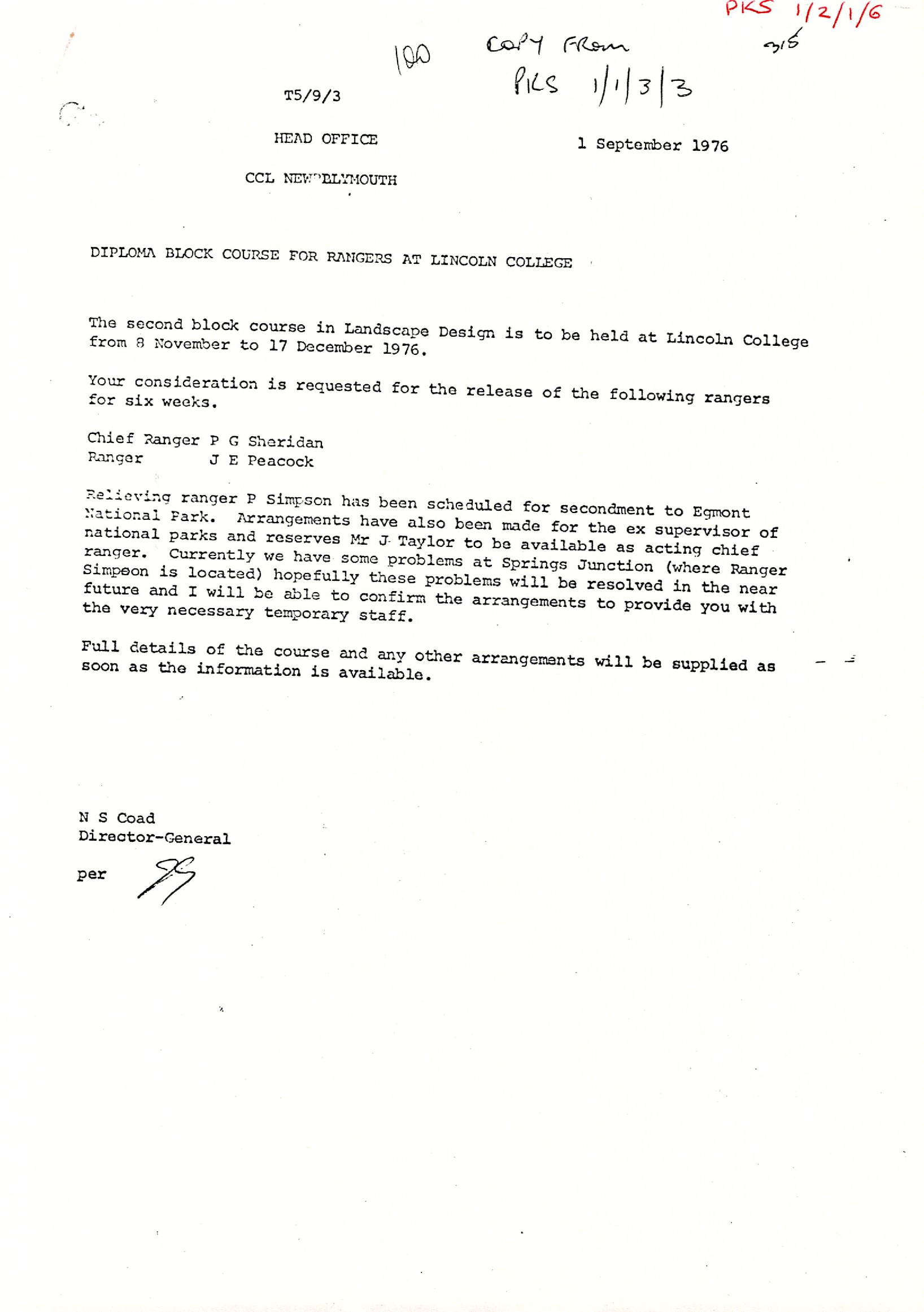 Egmont Rangers for Lincoln Block Course 1976