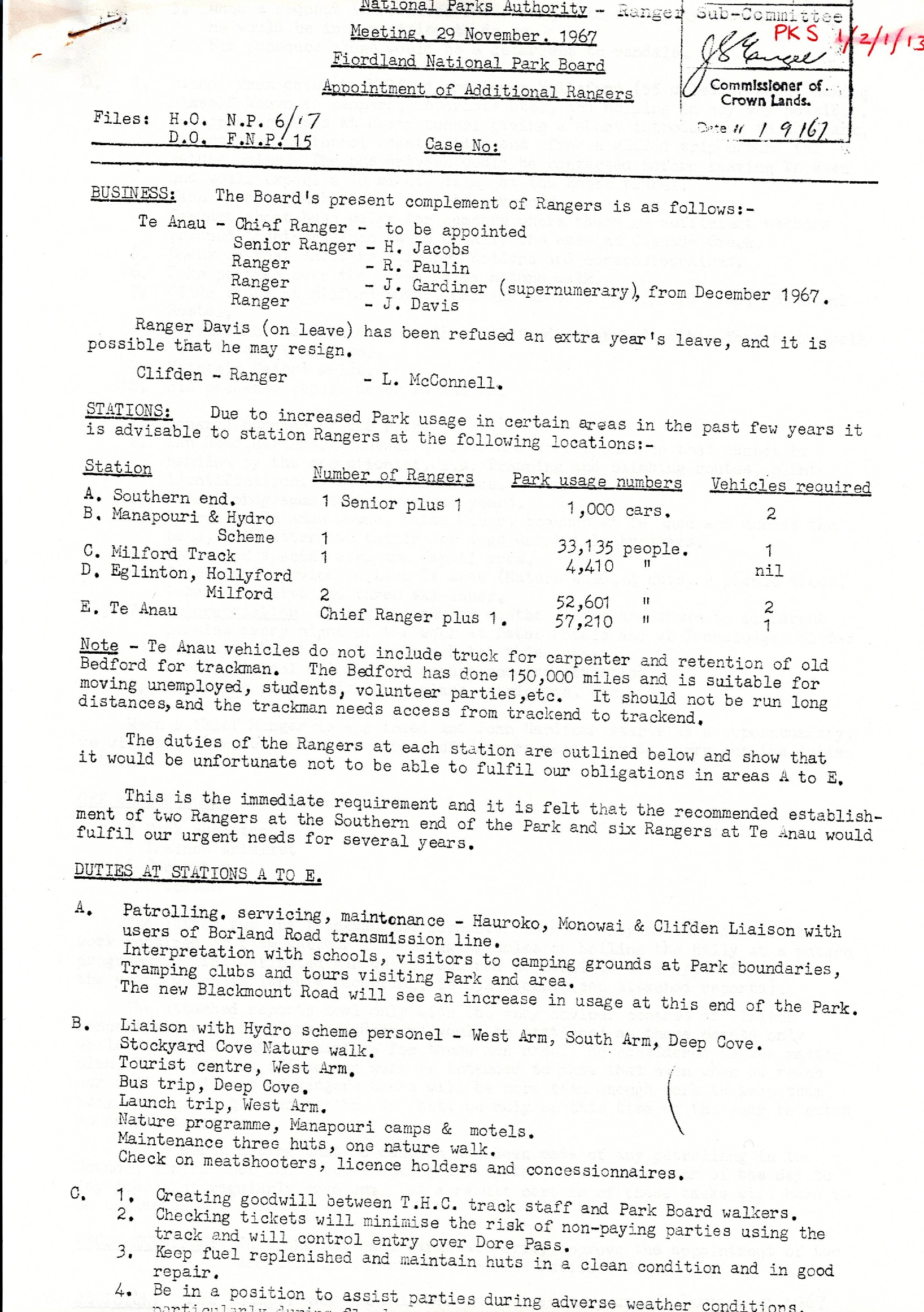 Appointment of Additional Rangers - Fiordland 