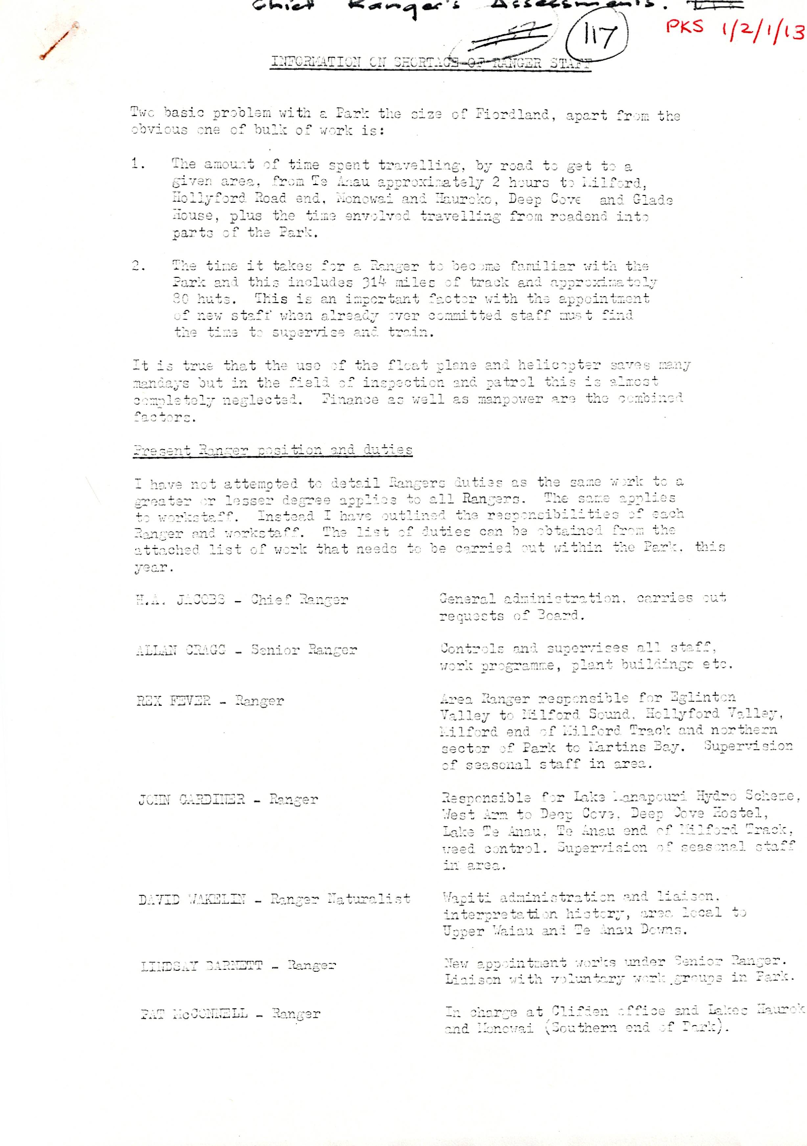 Information on Shortage of Ranger Staff - Fiordland