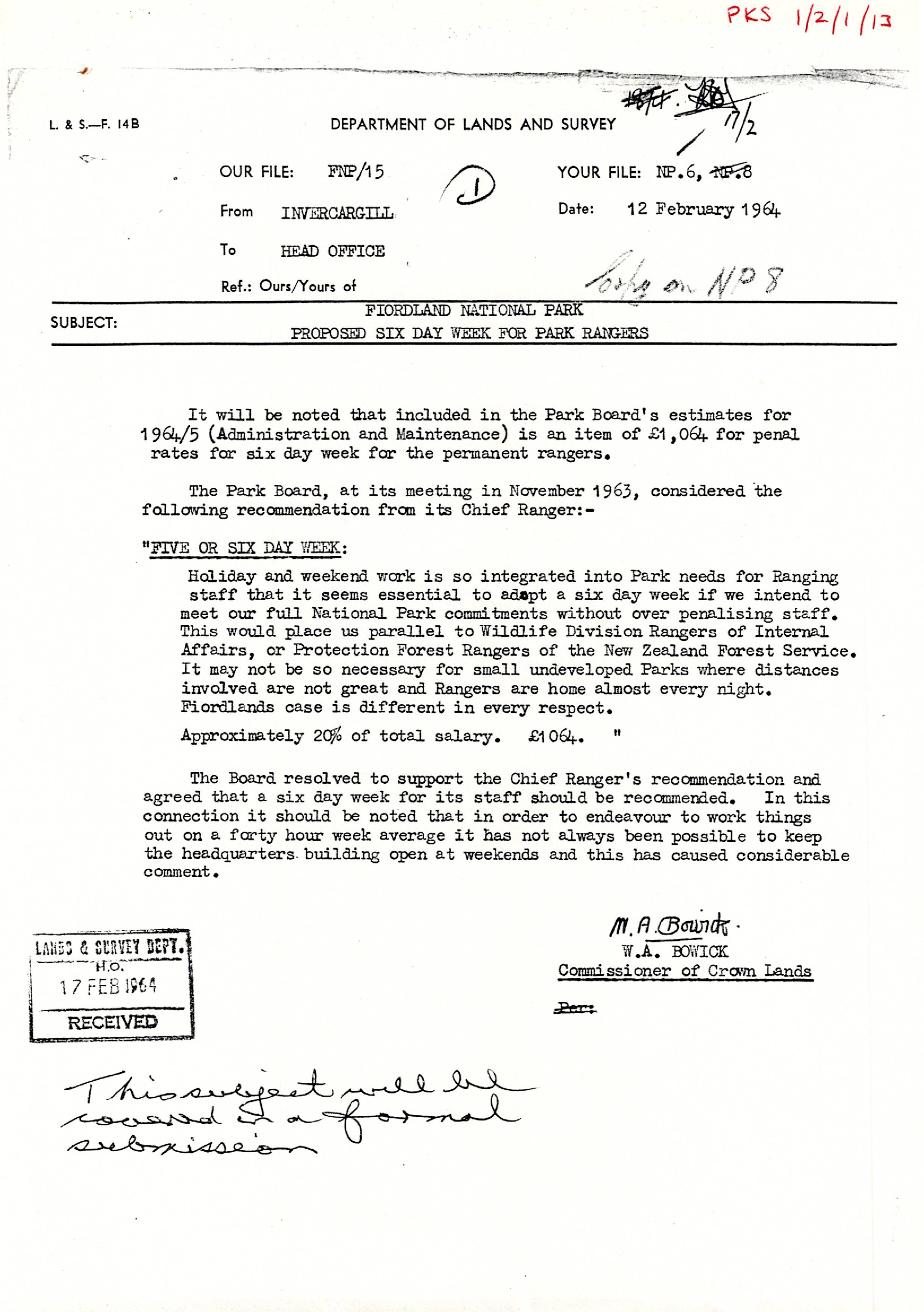 Proposed 6 day Week for Park Rangers - Fiordland 