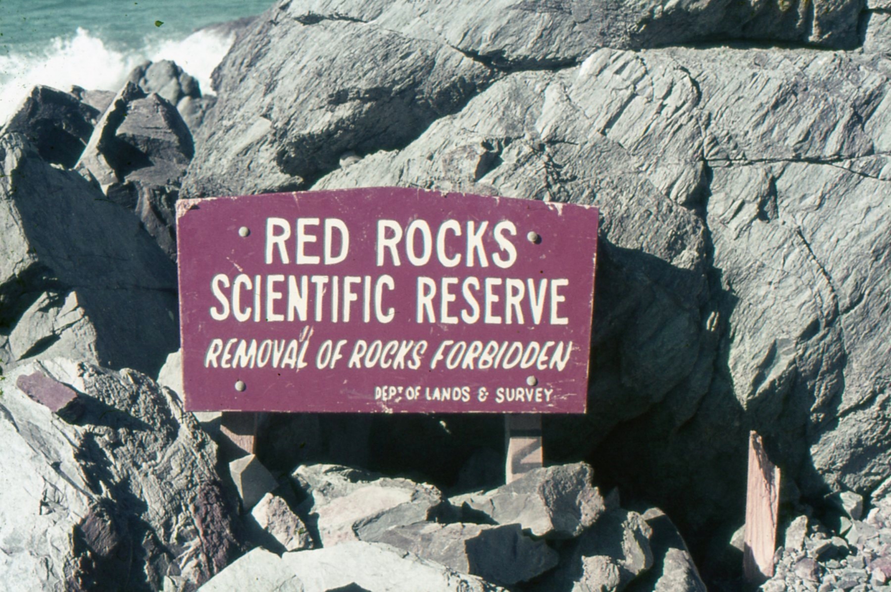 Red Rocks Sign: Wellington Land District