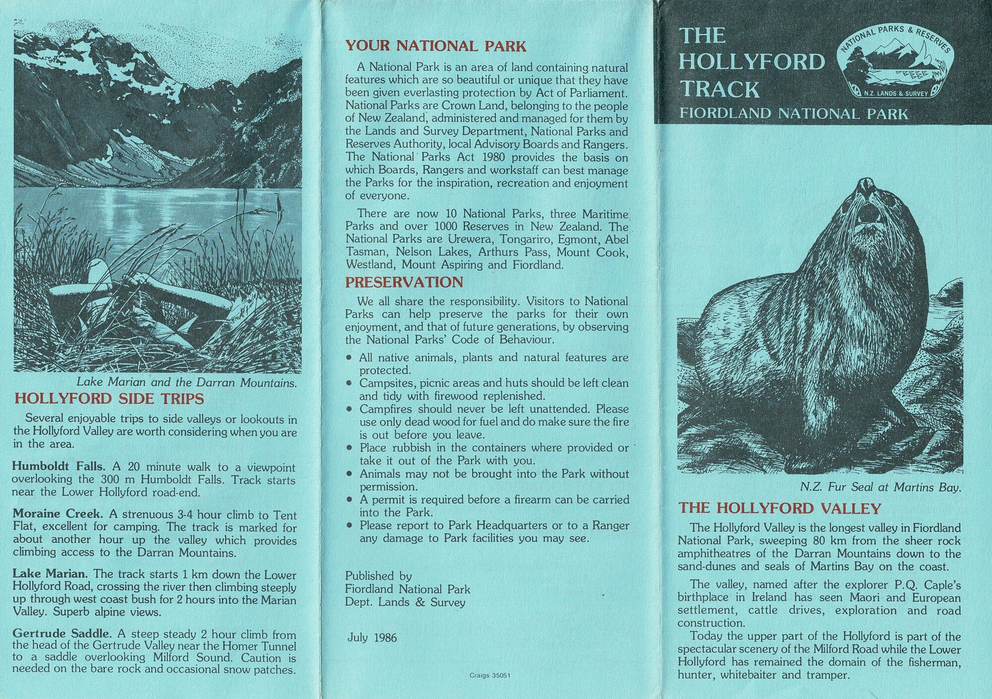 Holyford Valley Pamphlet: Fiordland National Park