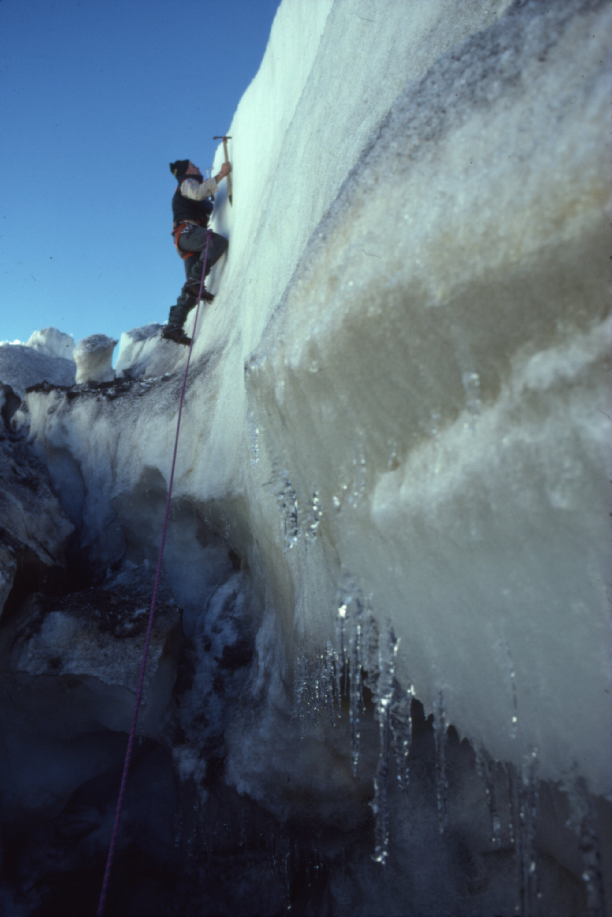 Paul Dahl on Crater Lake ice:  Tongariro National Park