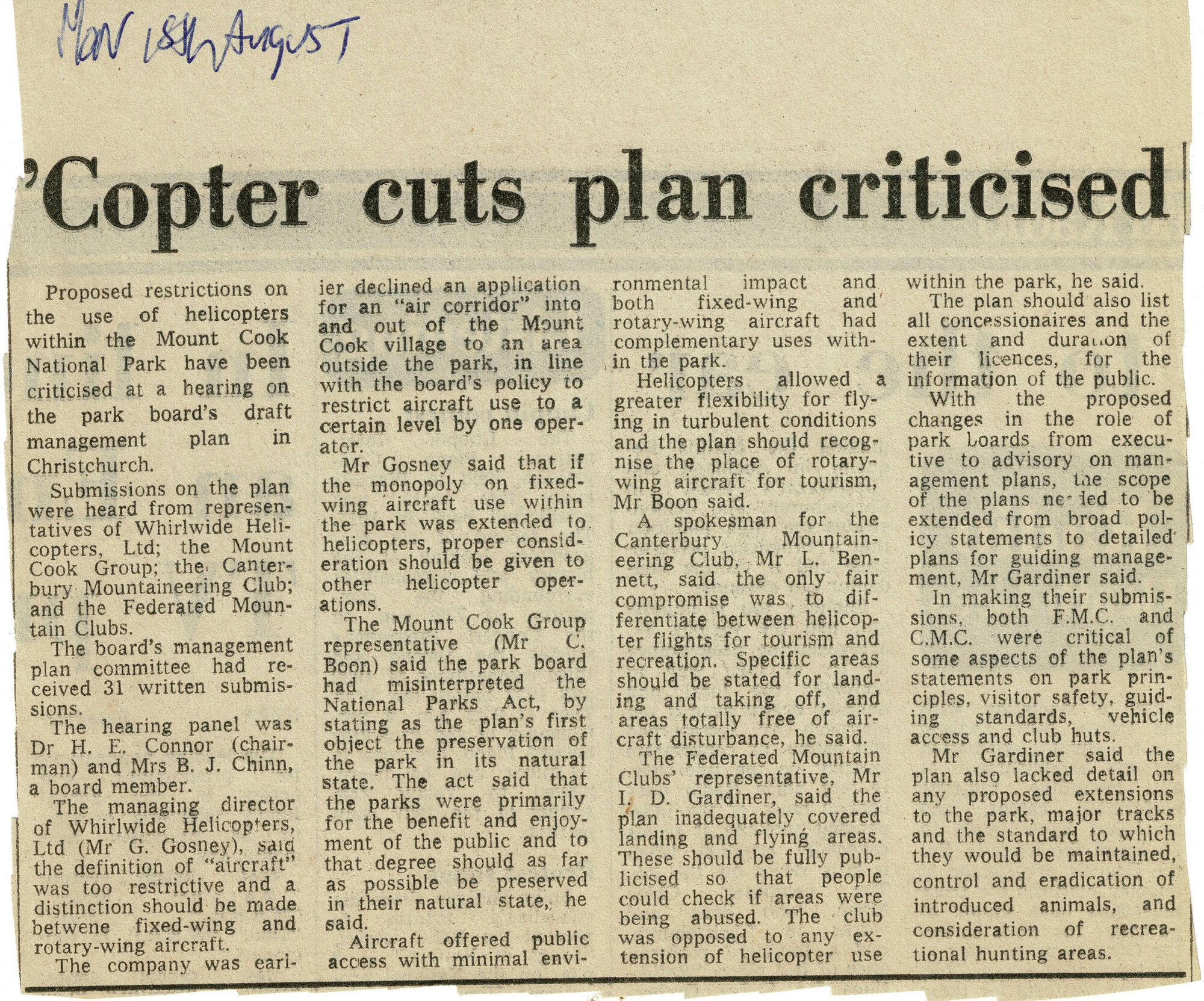 "Copter cuts plans criticised - The Press