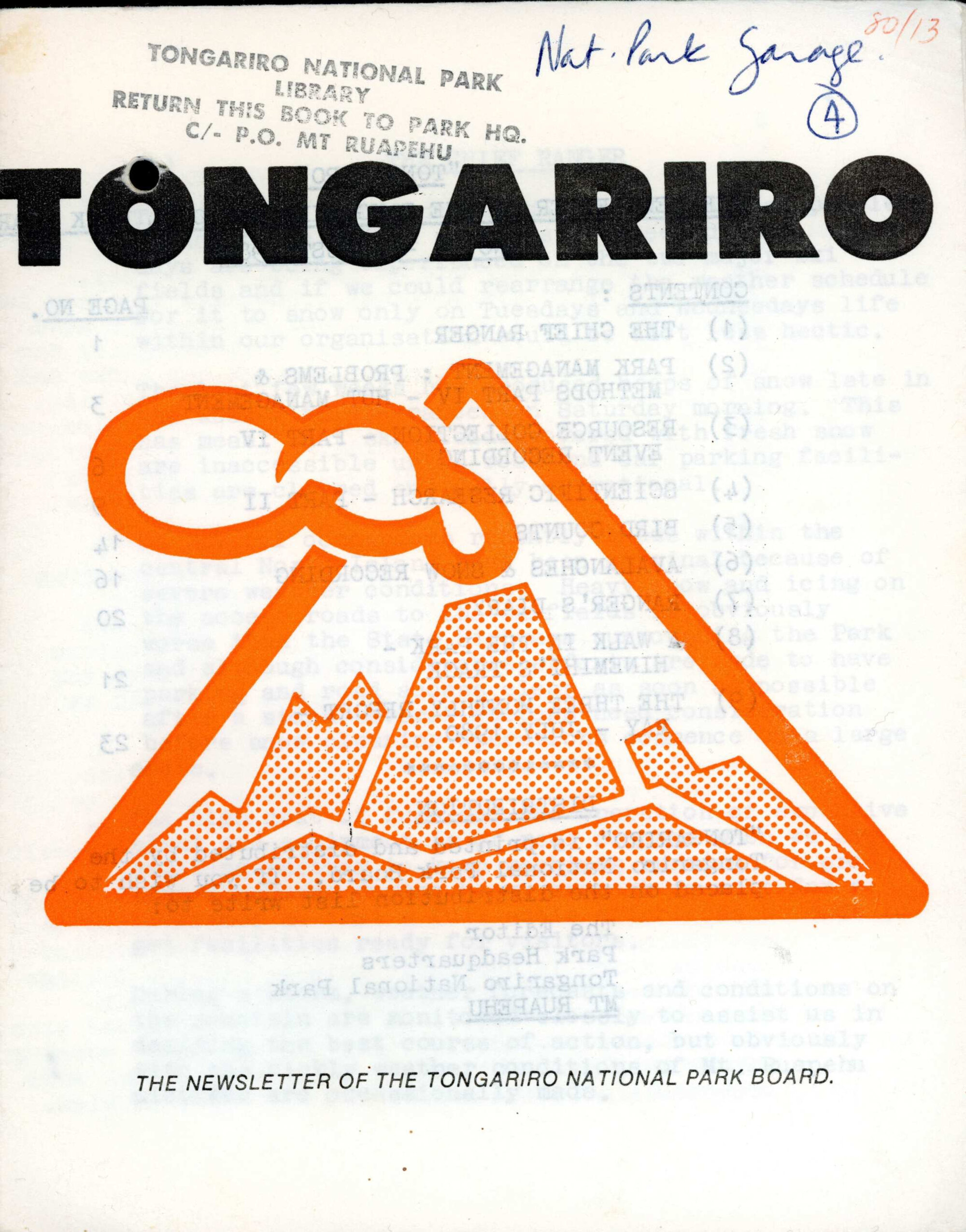 The Journal of the Tongariro National Park No.4 1980
