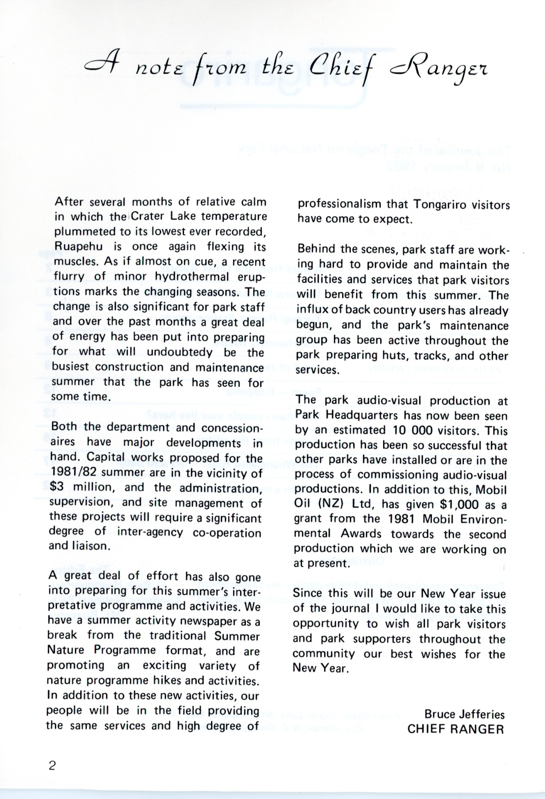 The Journal of the Tongariro National Park No. 10 1982