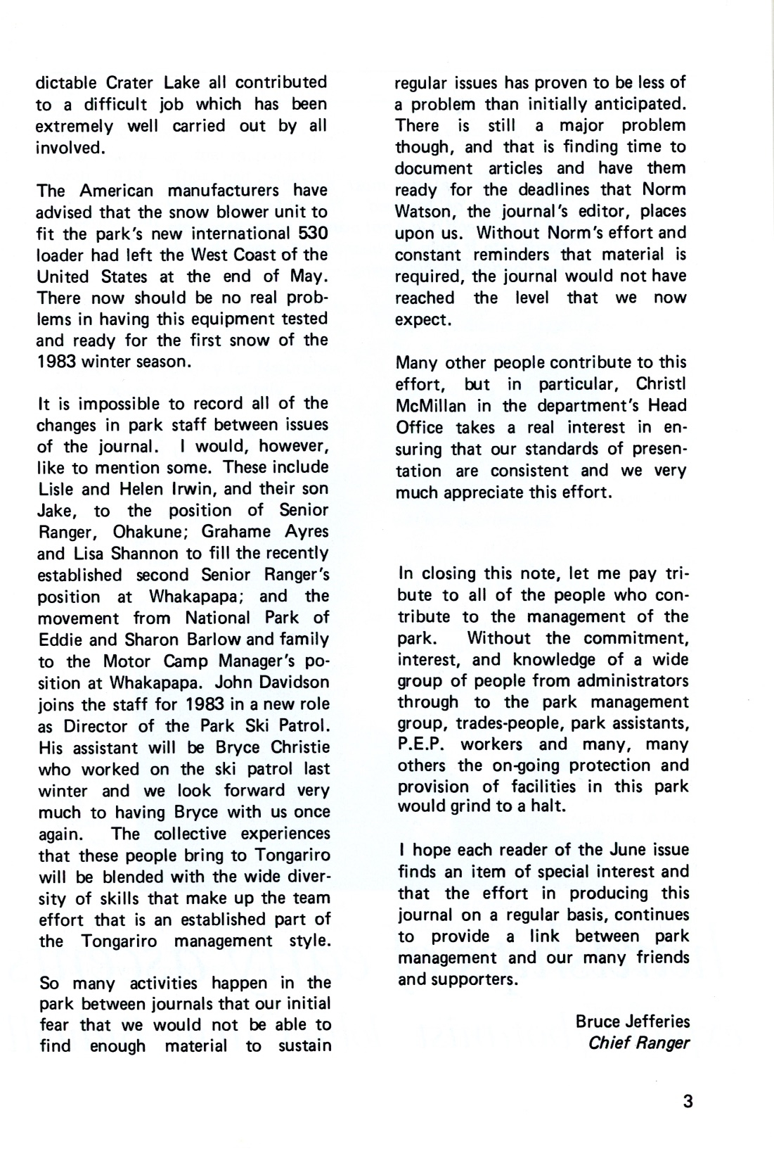 The Journal of the Tongariro National Park No. 14 1983