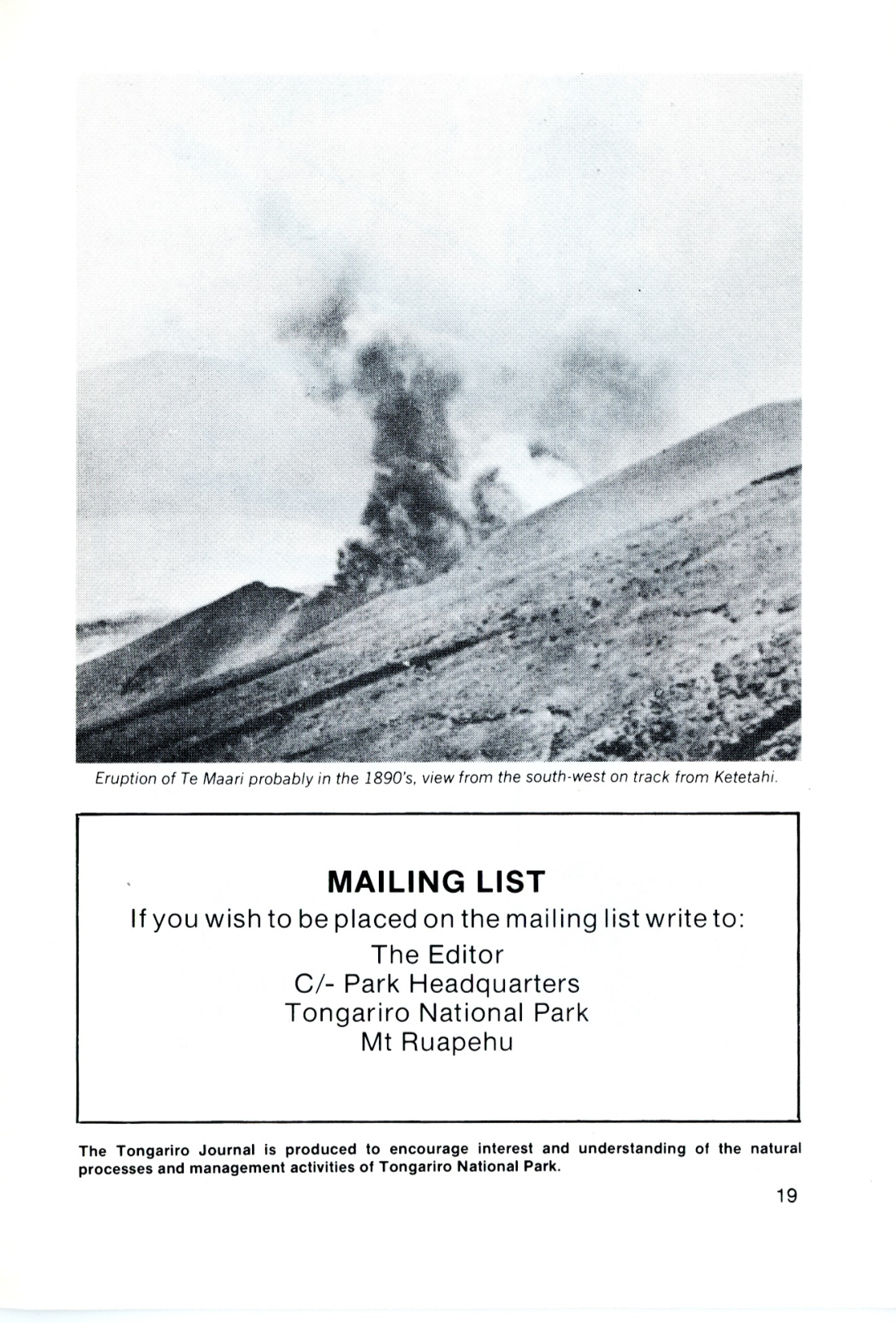 The Journal of the Tongariro National Park No. 20 1985