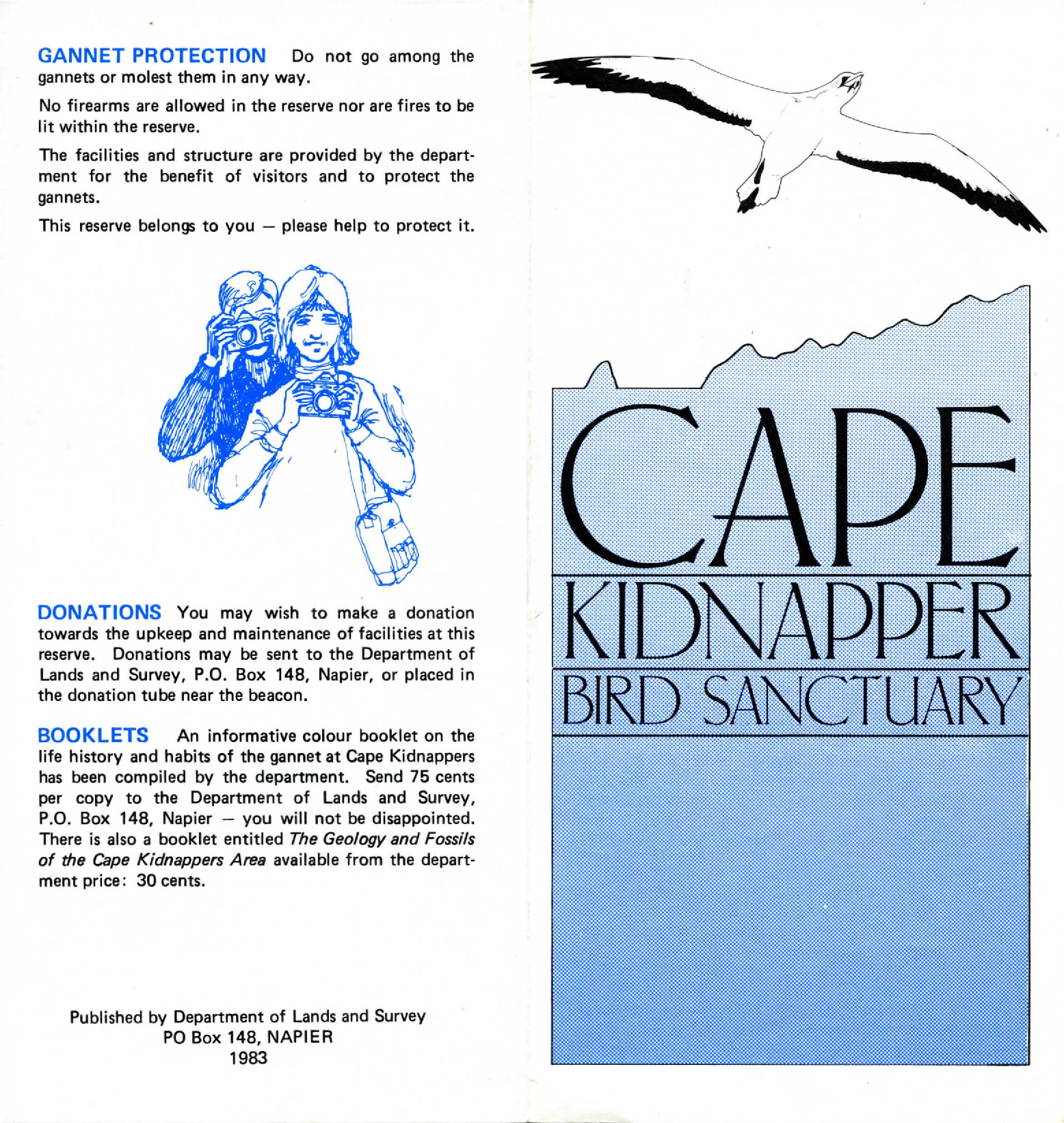 Cape Kidnapper Bird Sanctuary brochure L&amp;S 1983