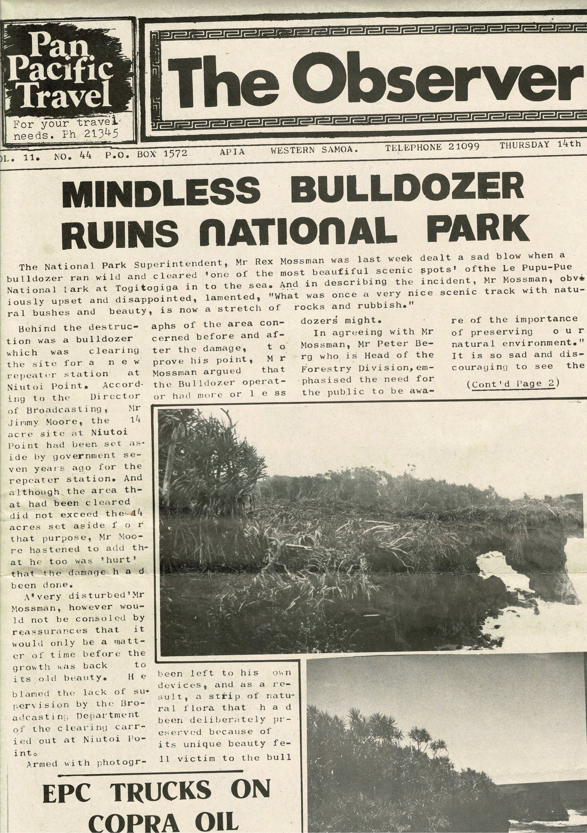 The Observer, 14 August 1980: reporting destruction in the National Park