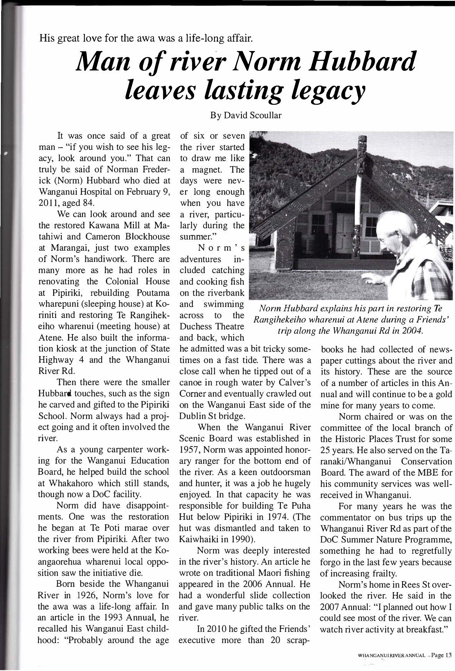 Man of River Norm Hubbard leaves a lasting legacy