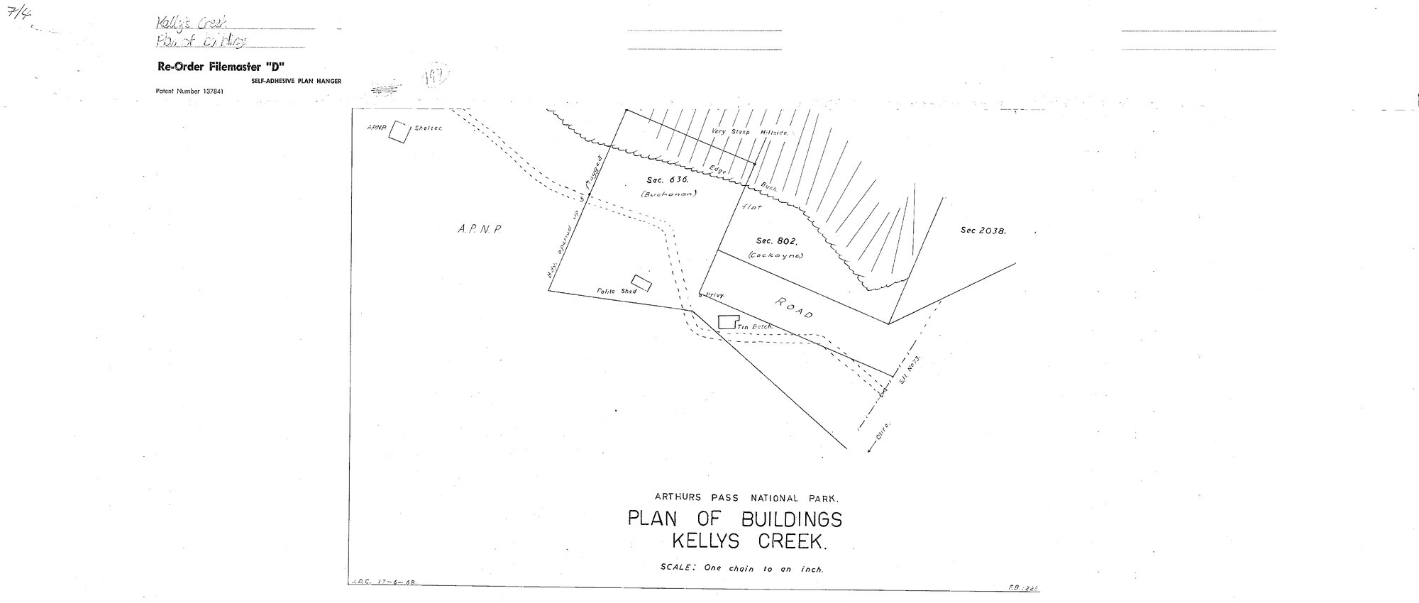 Plan of buildings: Kelly's Creek, Arthur's Pass National Park