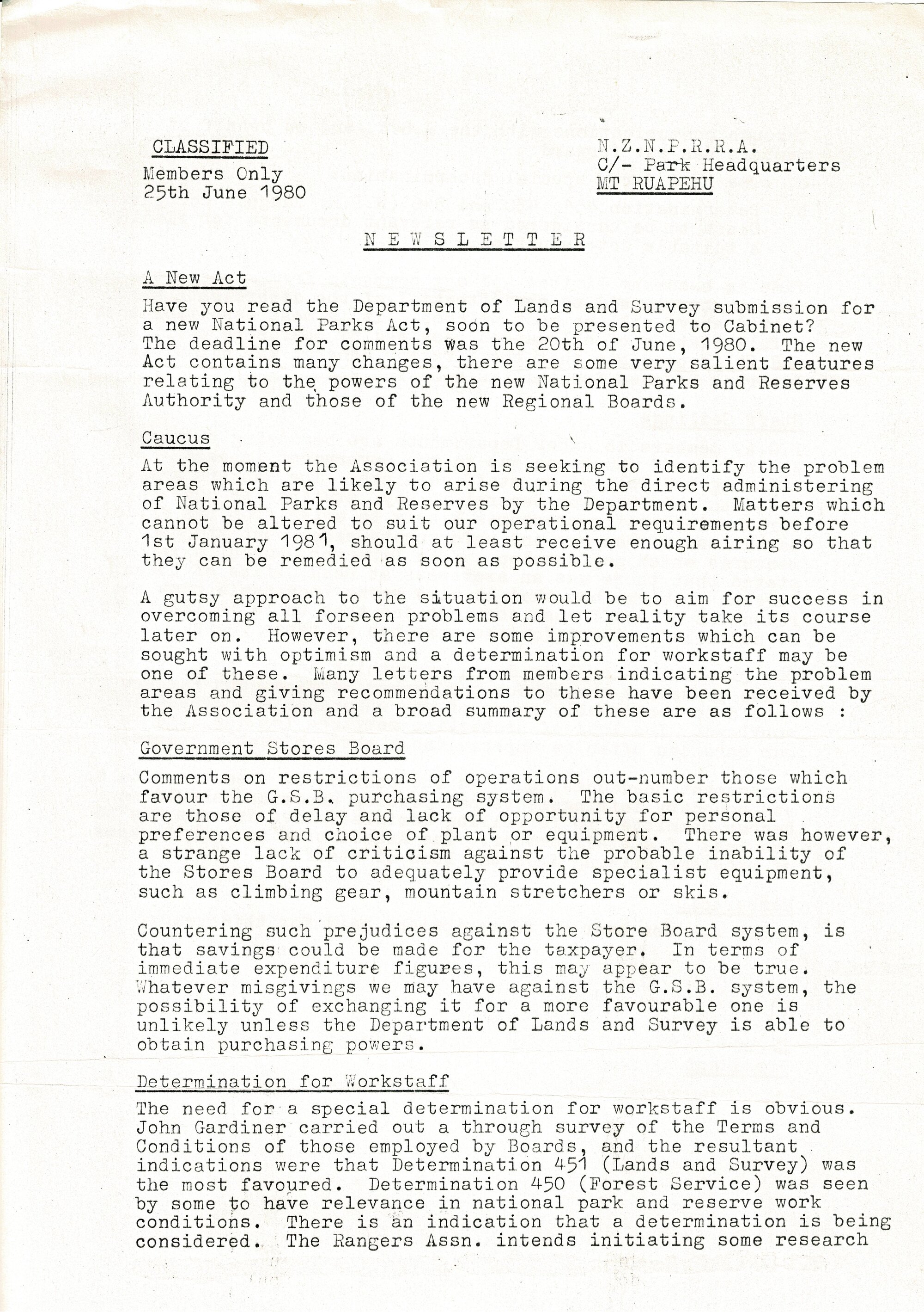 Rangers Association Newsletter-25 June 1980