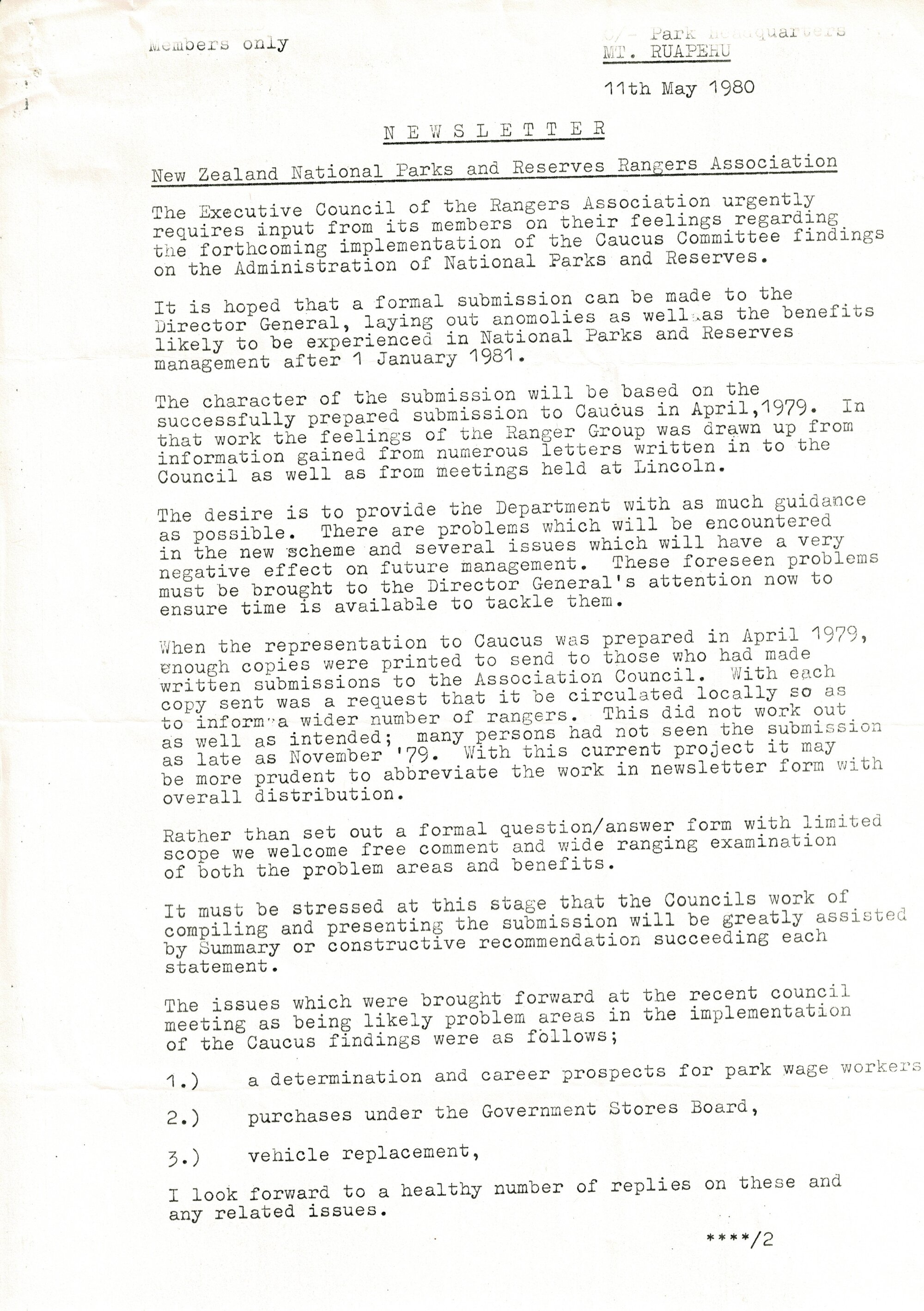 Rangers Association Newsletter-11 May 1980