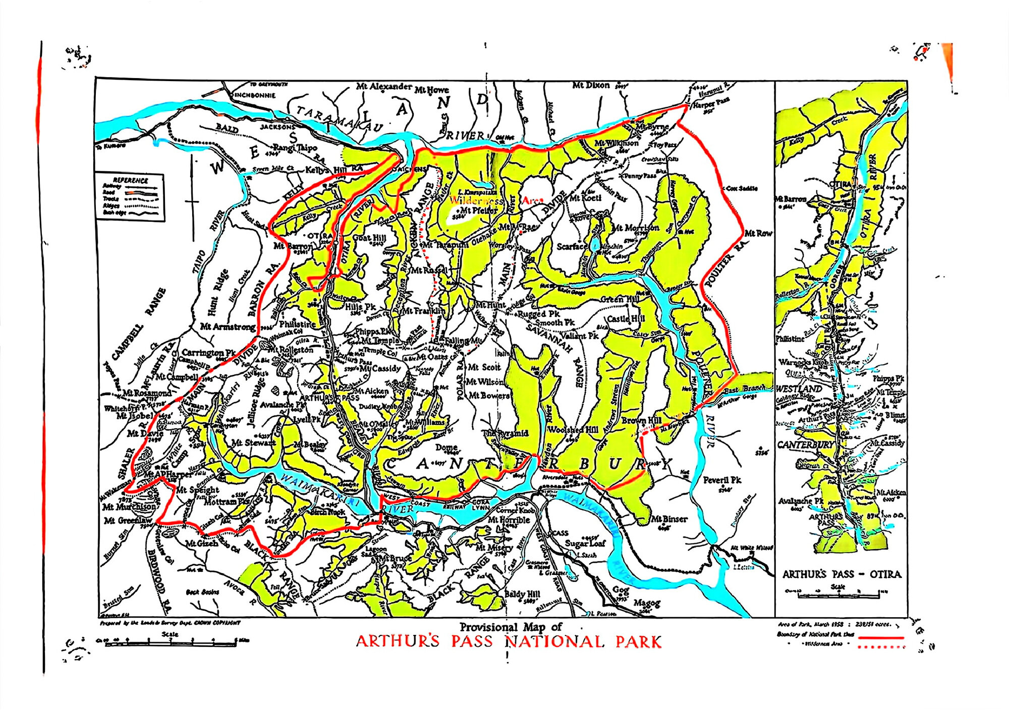 Provisional map: Arthur's Pass National Park
