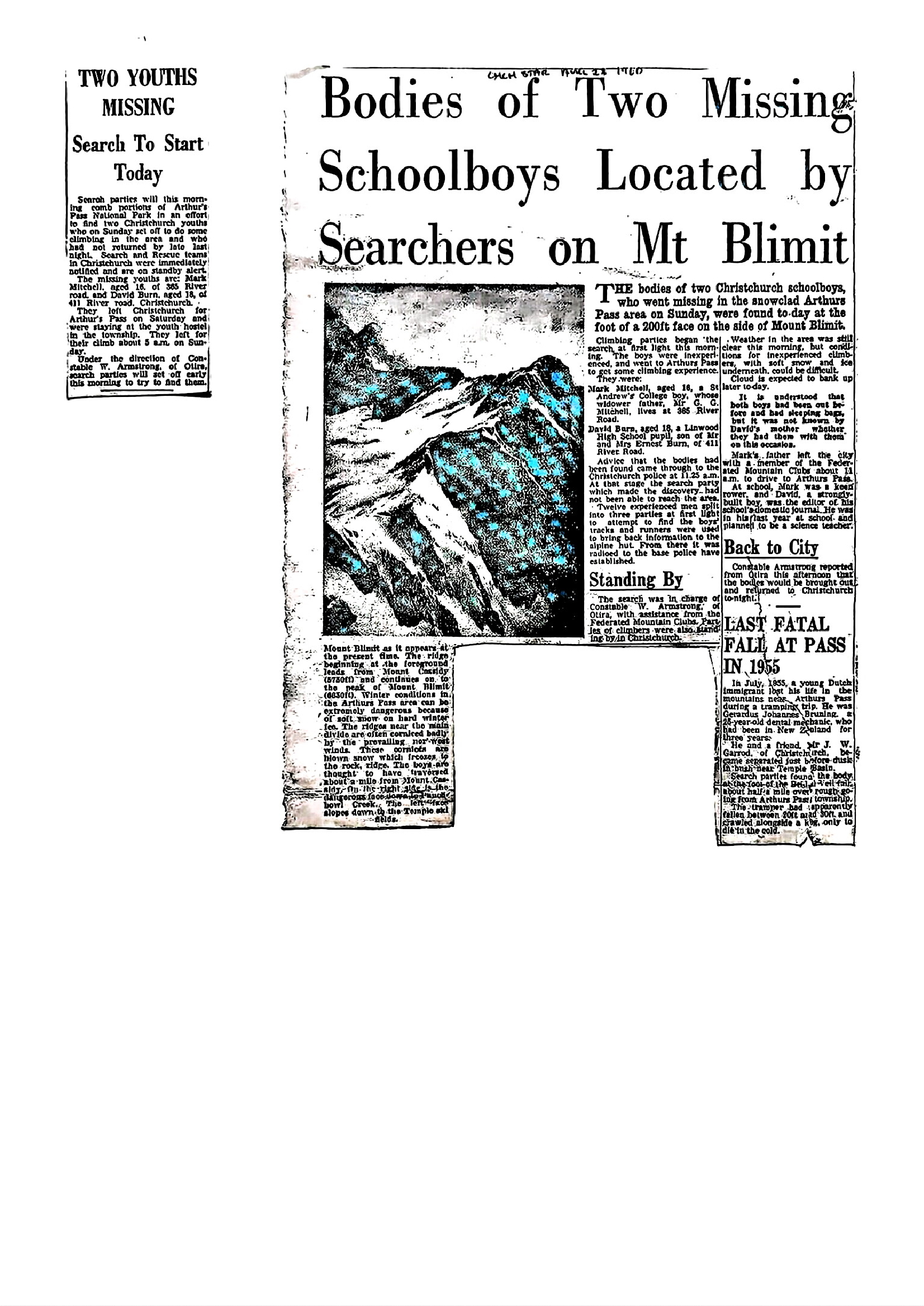 Early deaths and accidents: Arthur's Pass National Park