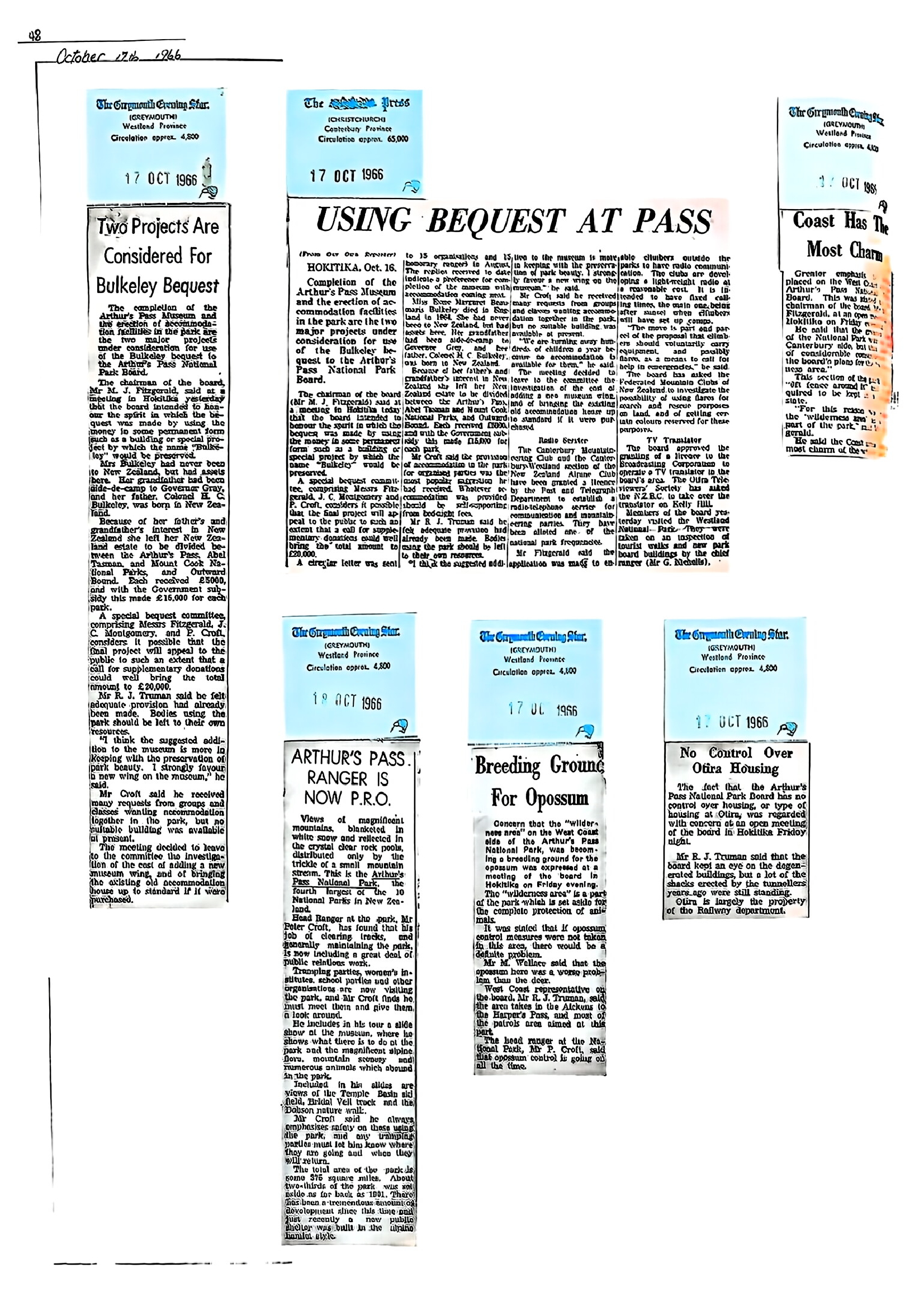 Board projects and news: Arthur's Pass National Park