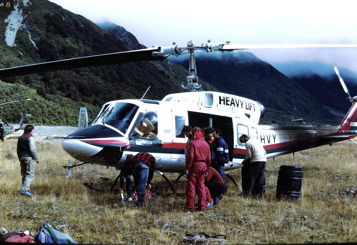 Preparing helicopter for sling load to Kelman Hut site:Aoraki Mount Cook National Park