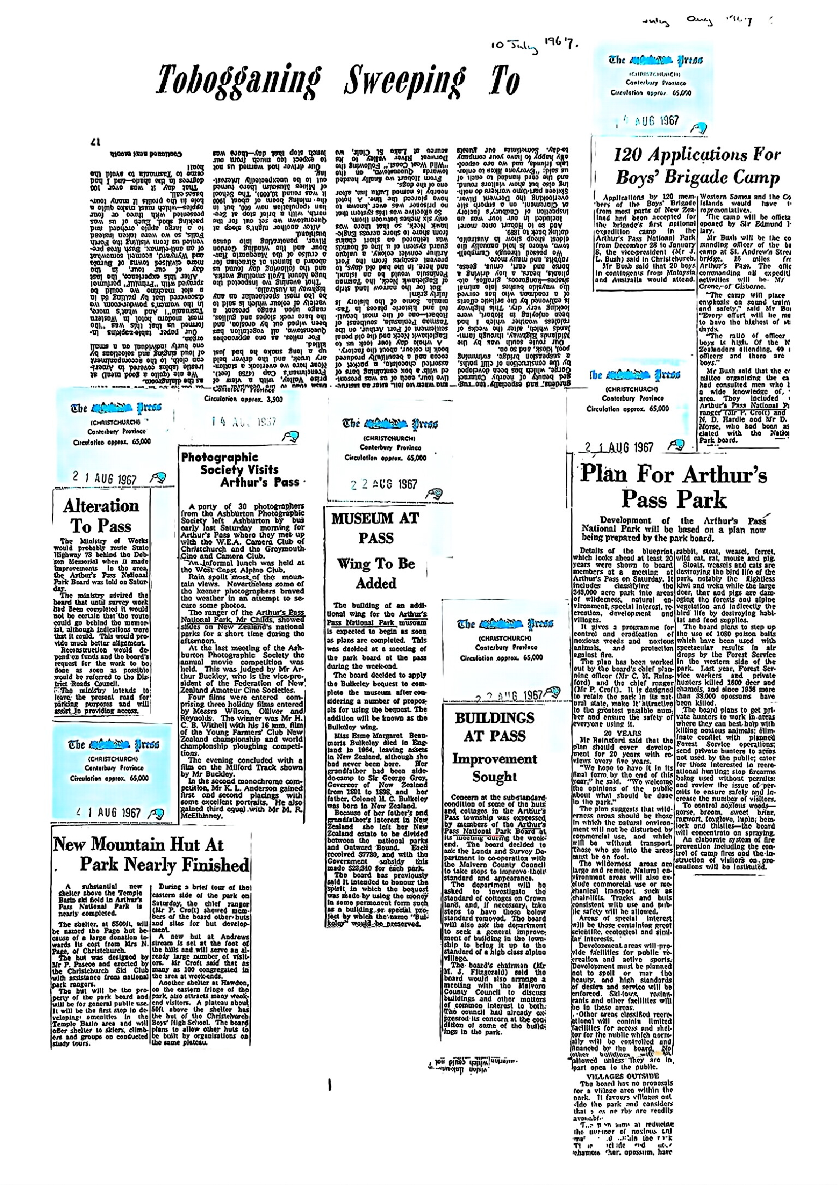 Miscellaneous August 1967: Arthur's Pass National Park