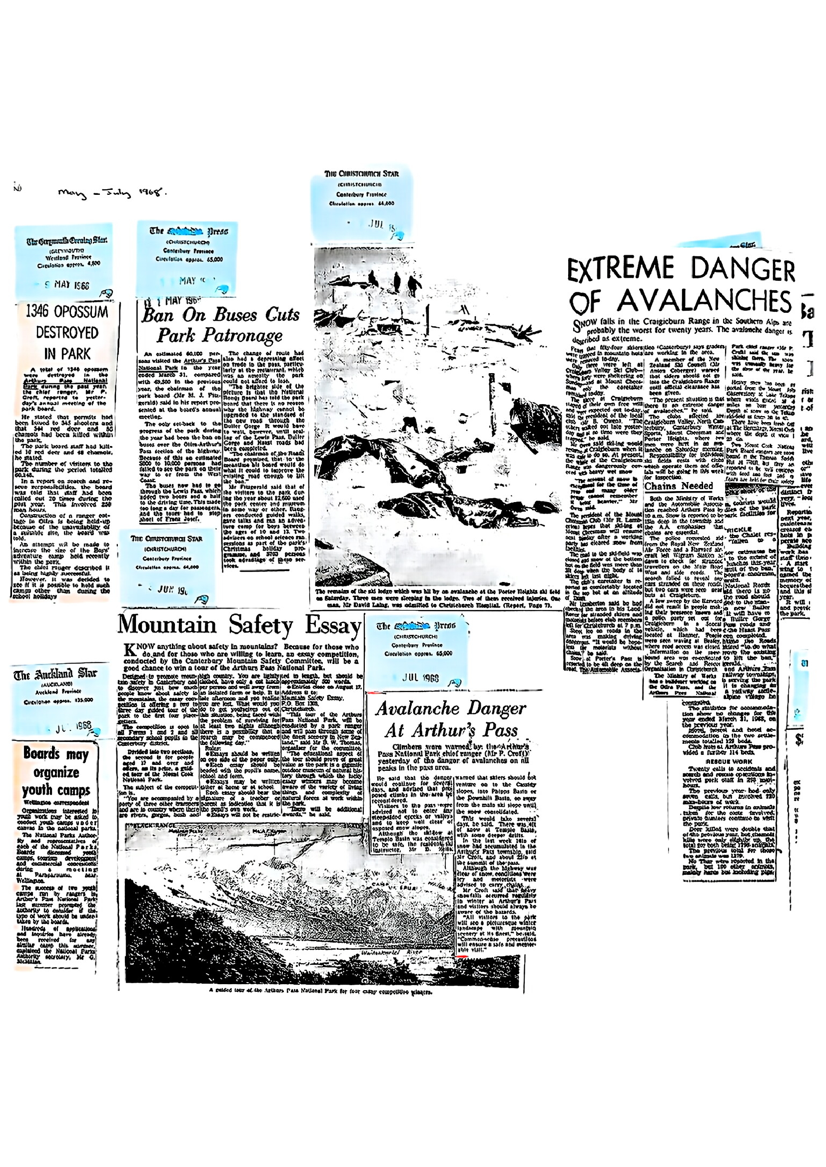 Miscellaneous May-July 1968: Arthur's Pass National Park