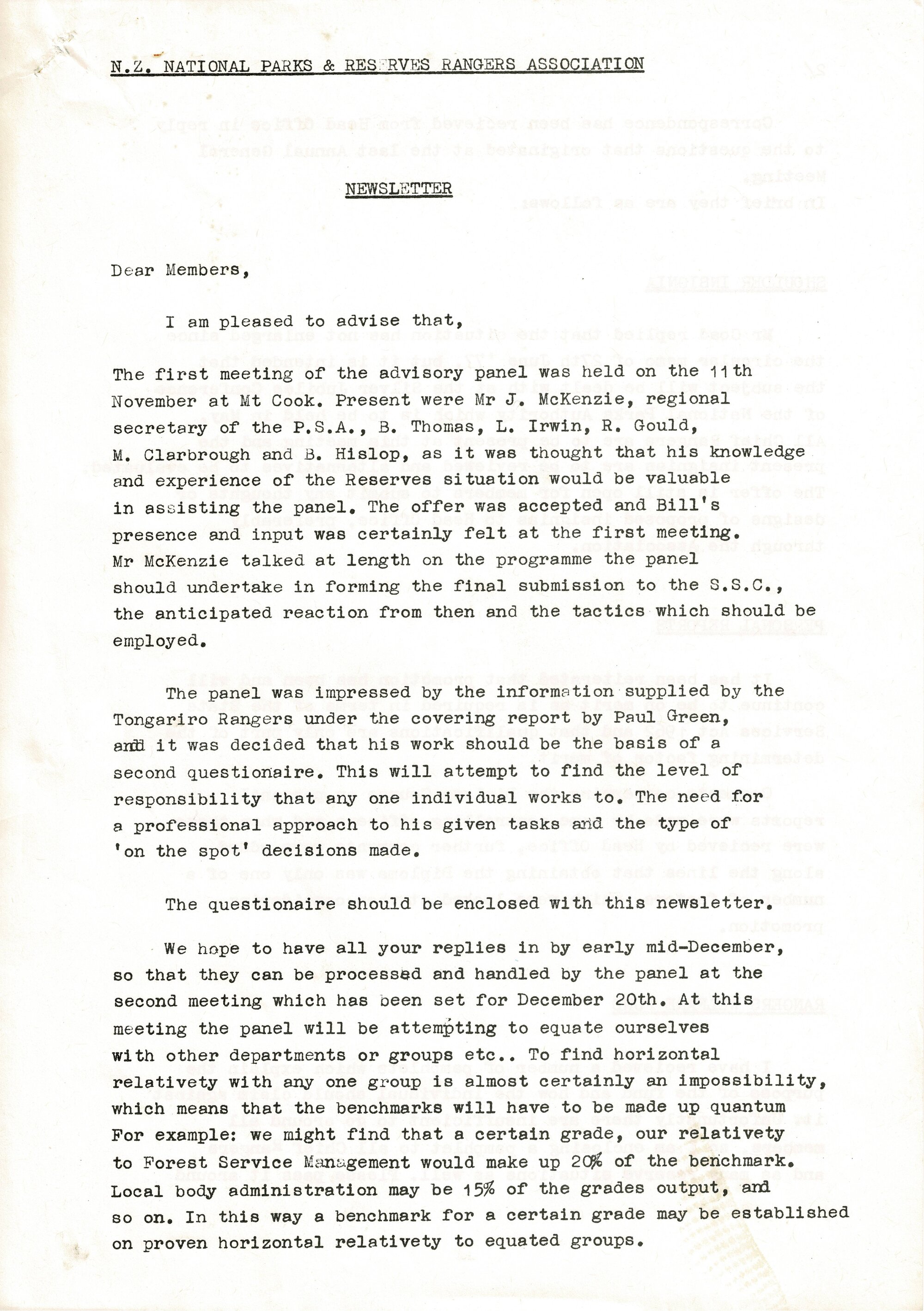 Rangers Association Newsletter-December 1978