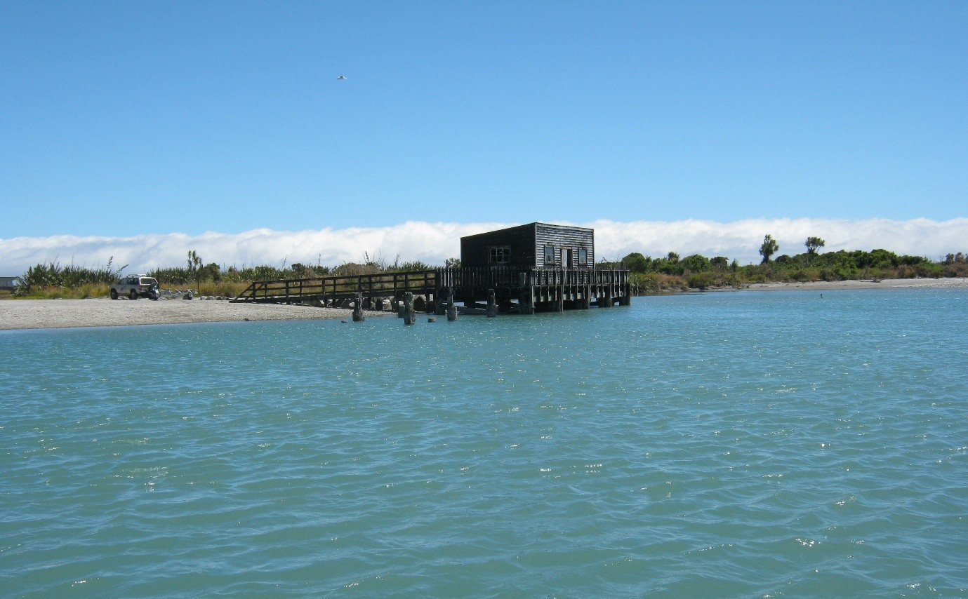 Image 11: Restored wharf and shed at Okarito