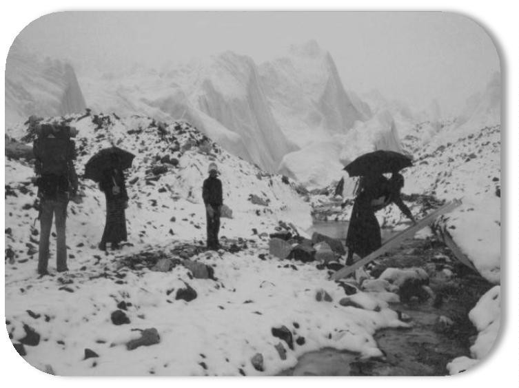 Image 5: Lawrie, Kaye, Ben & Margaret on the Khumbu Glacier heading for Everest Base Camp.
