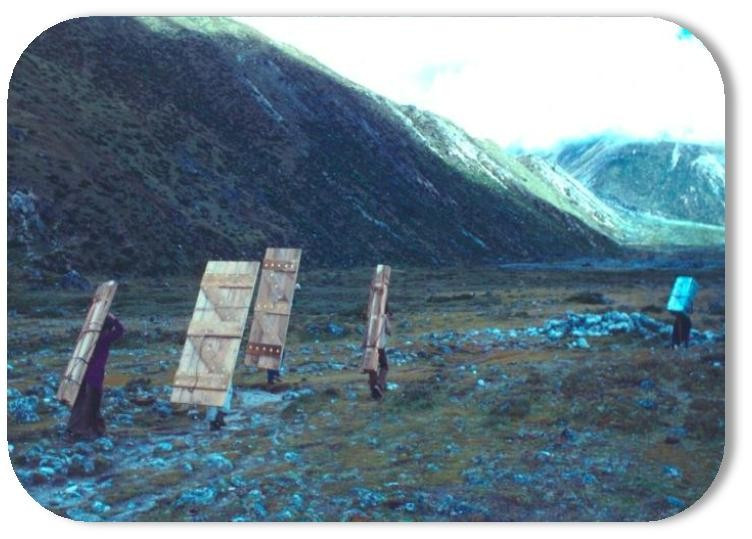 Image 7: Pre-constructed doors heading up valley to Lobuche.